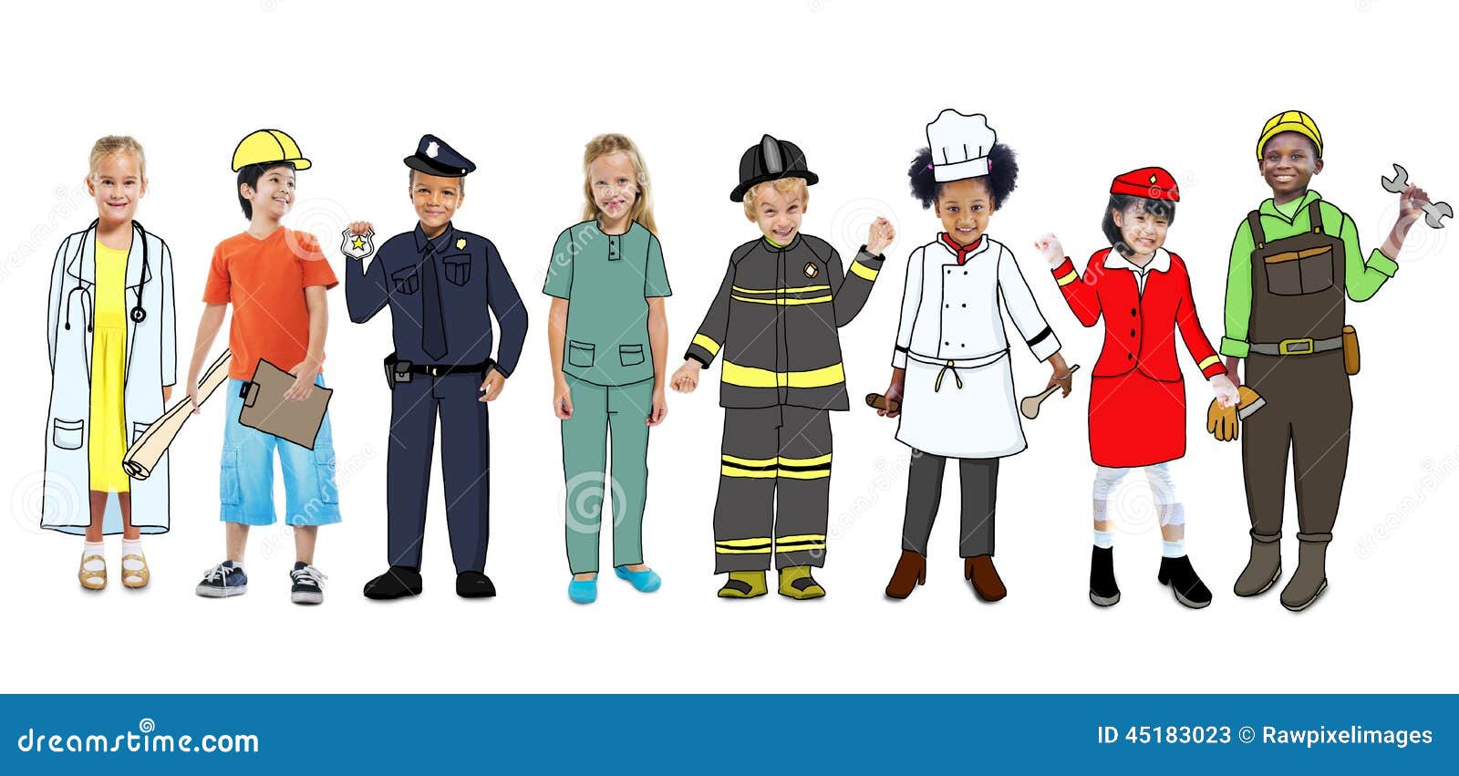 Children Wearing Future Job Uniforms RoyaltyFree Stock Photography 45183023