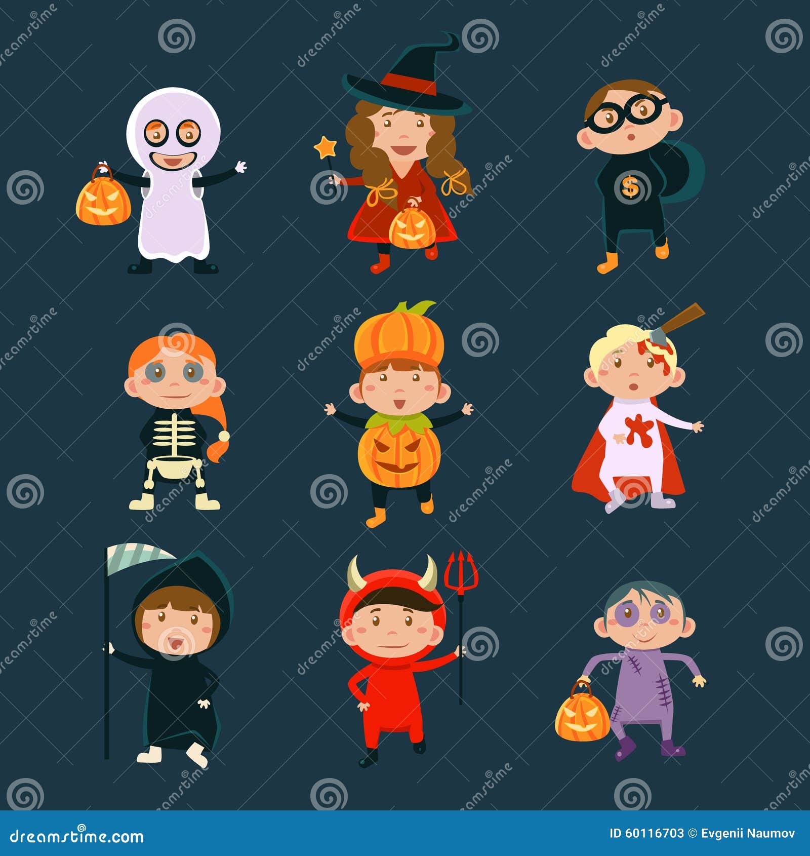 Children Wearing Halloween Costumes Vector Stock Vector - Illustration ...