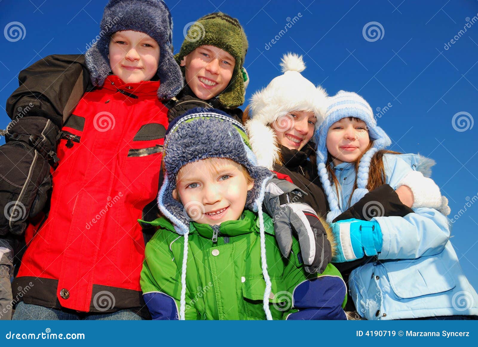 Children In Winter Clothing Stock Image Image of females, girl 4190719