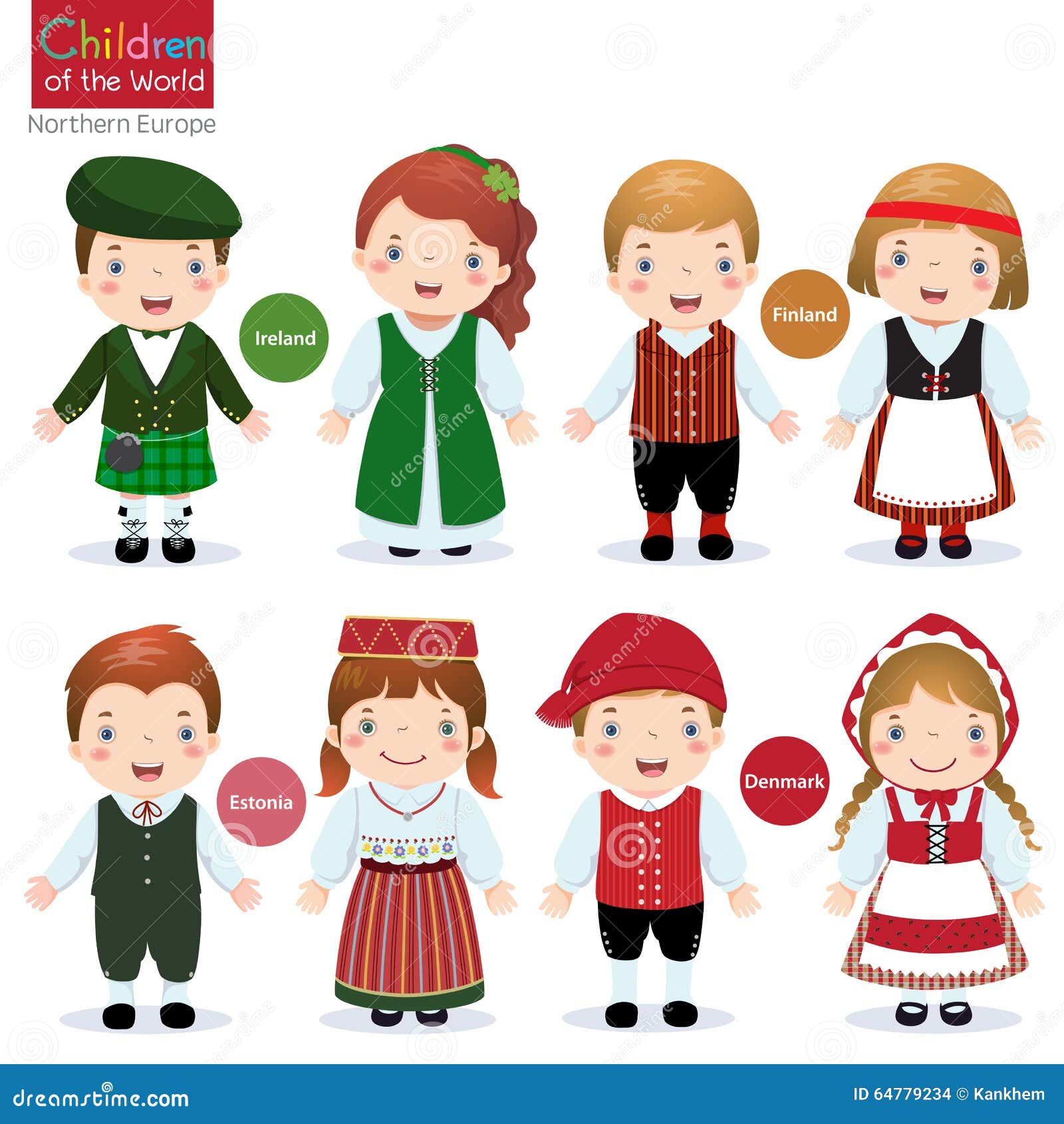Children Of The World Ireland Finland Estonia And Denmark Illustration Megapixl
