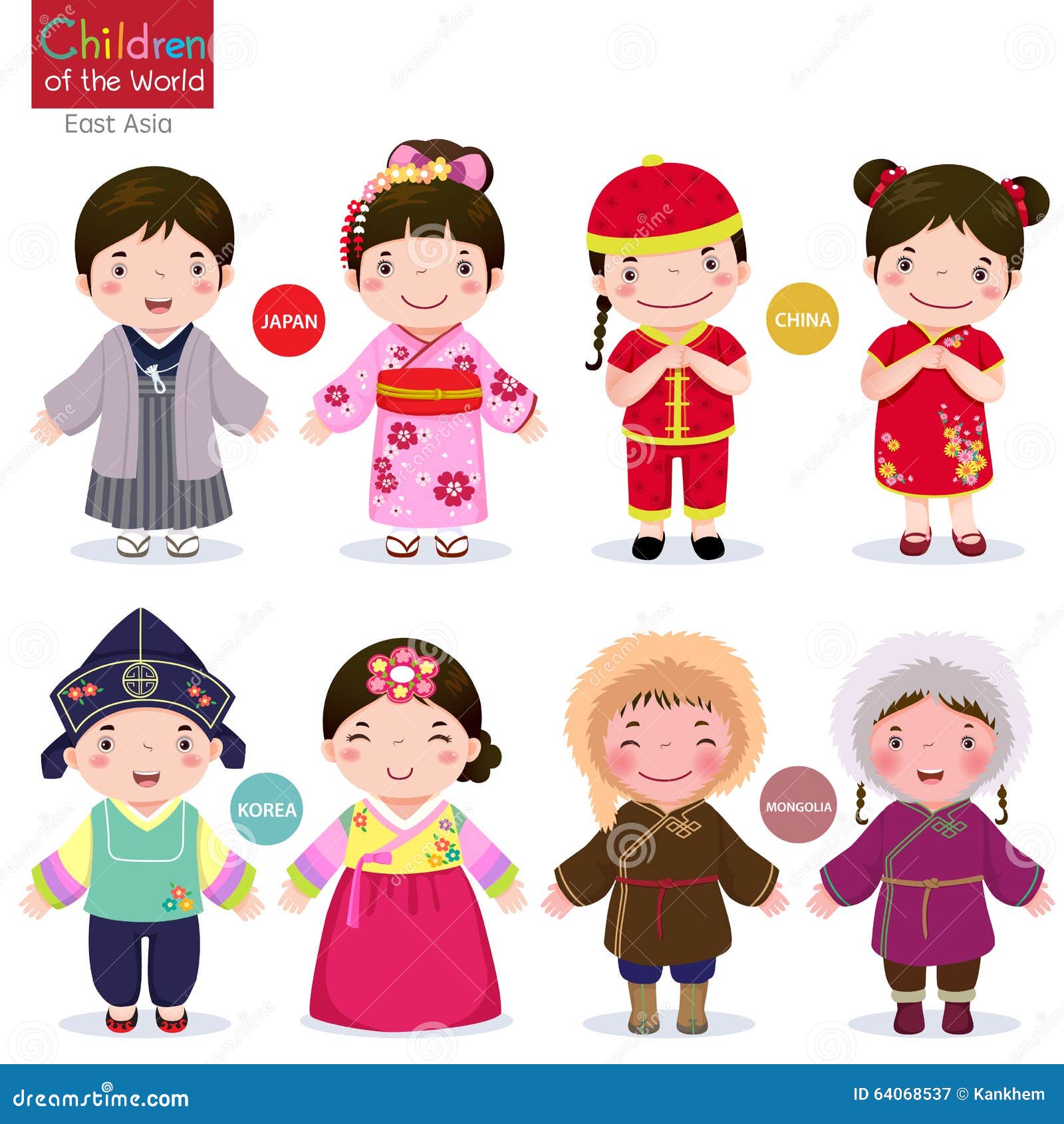 children of the world; japan, china, korea and mongolia