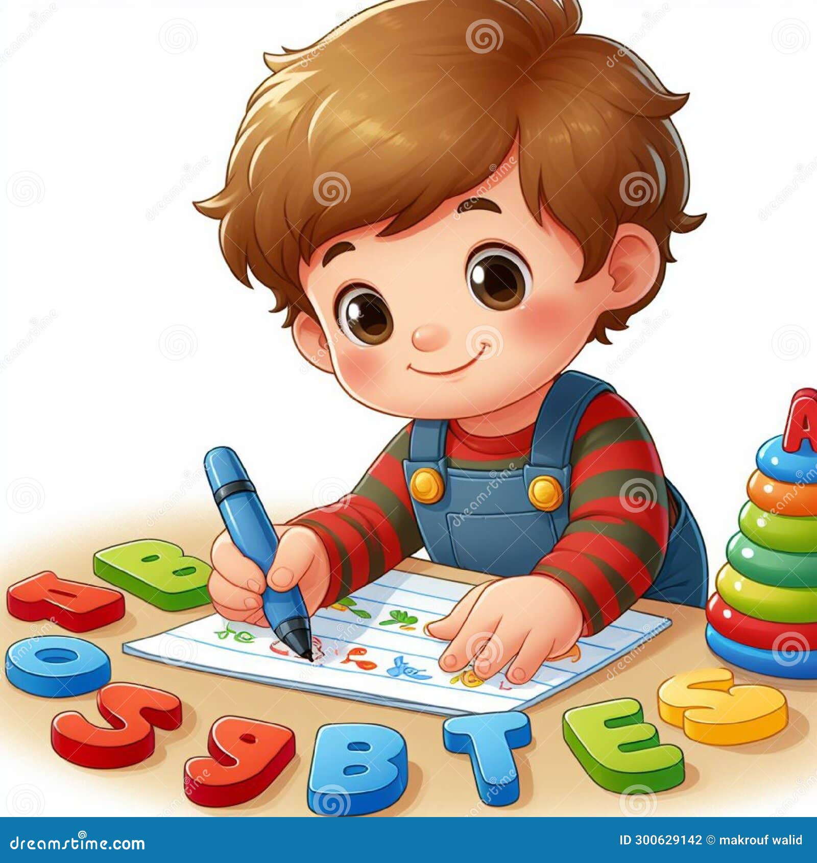 children write alphabet