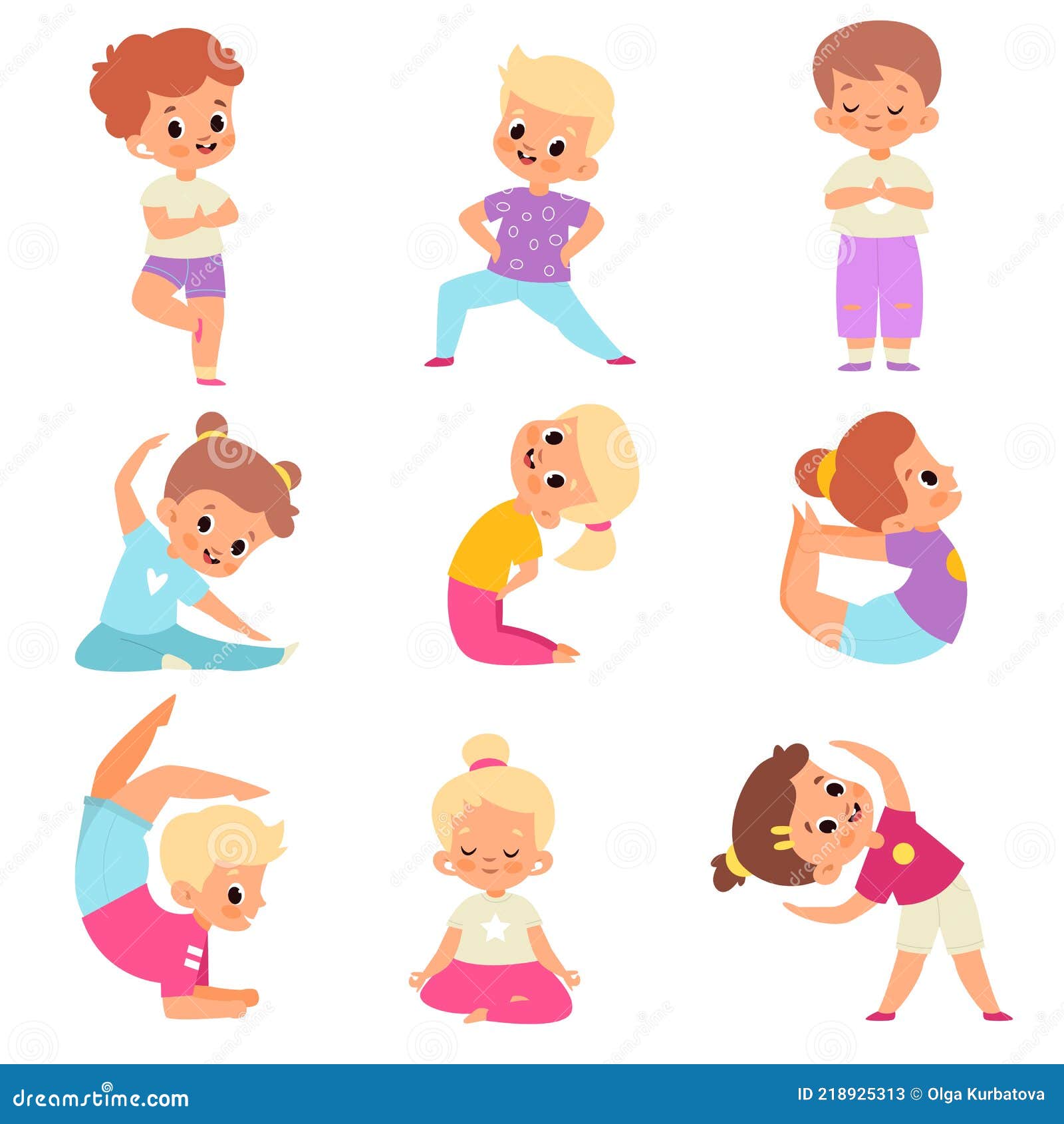 Children Yoga. Cute Kids Yoga Poses Collection, Happy Flexible Boys and  Girls in Lotus Meditation Position, Asana and Stock Vector - Illustration  of children, youth: 218925313