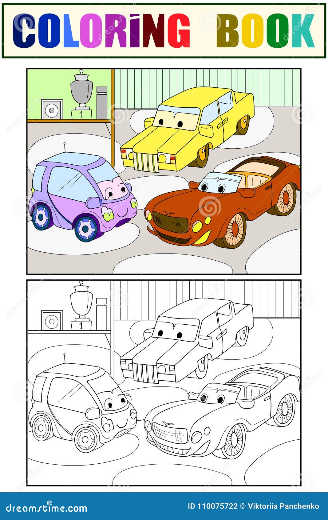 Download Childrens Cartoon Color Book For Boys. Vector Of A Garage ...