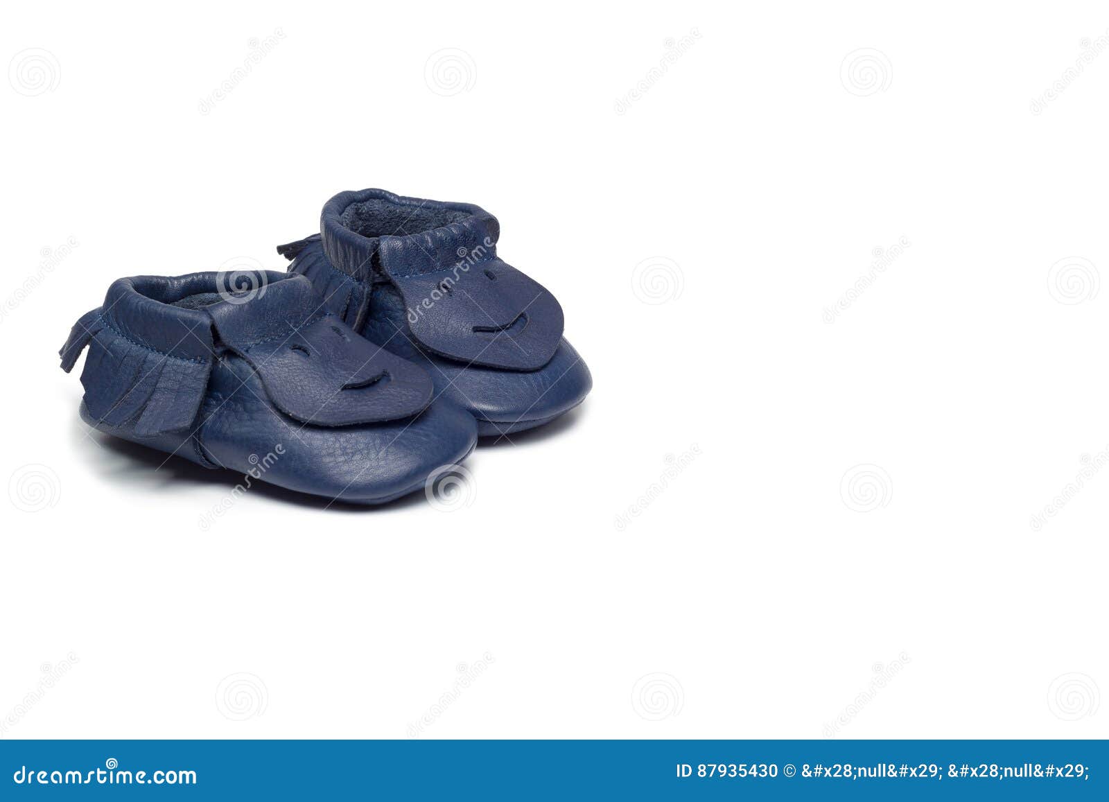 Childs Navy Blue Booties on a White Background Stock Photo Image of