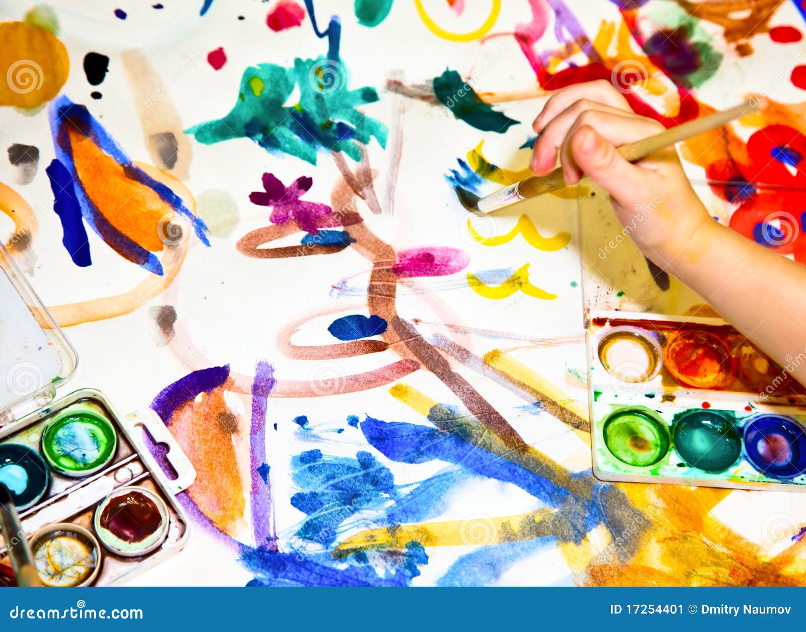 Childs painting stock image. Image of paint, brush, game 17254401