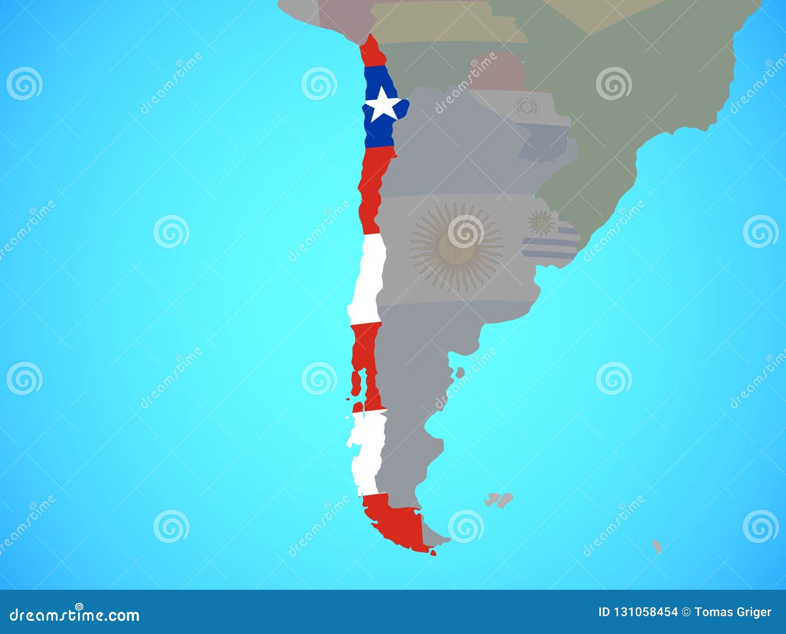 Chile Con La Bandera En Mapa Stock de ilustración Ilustración de