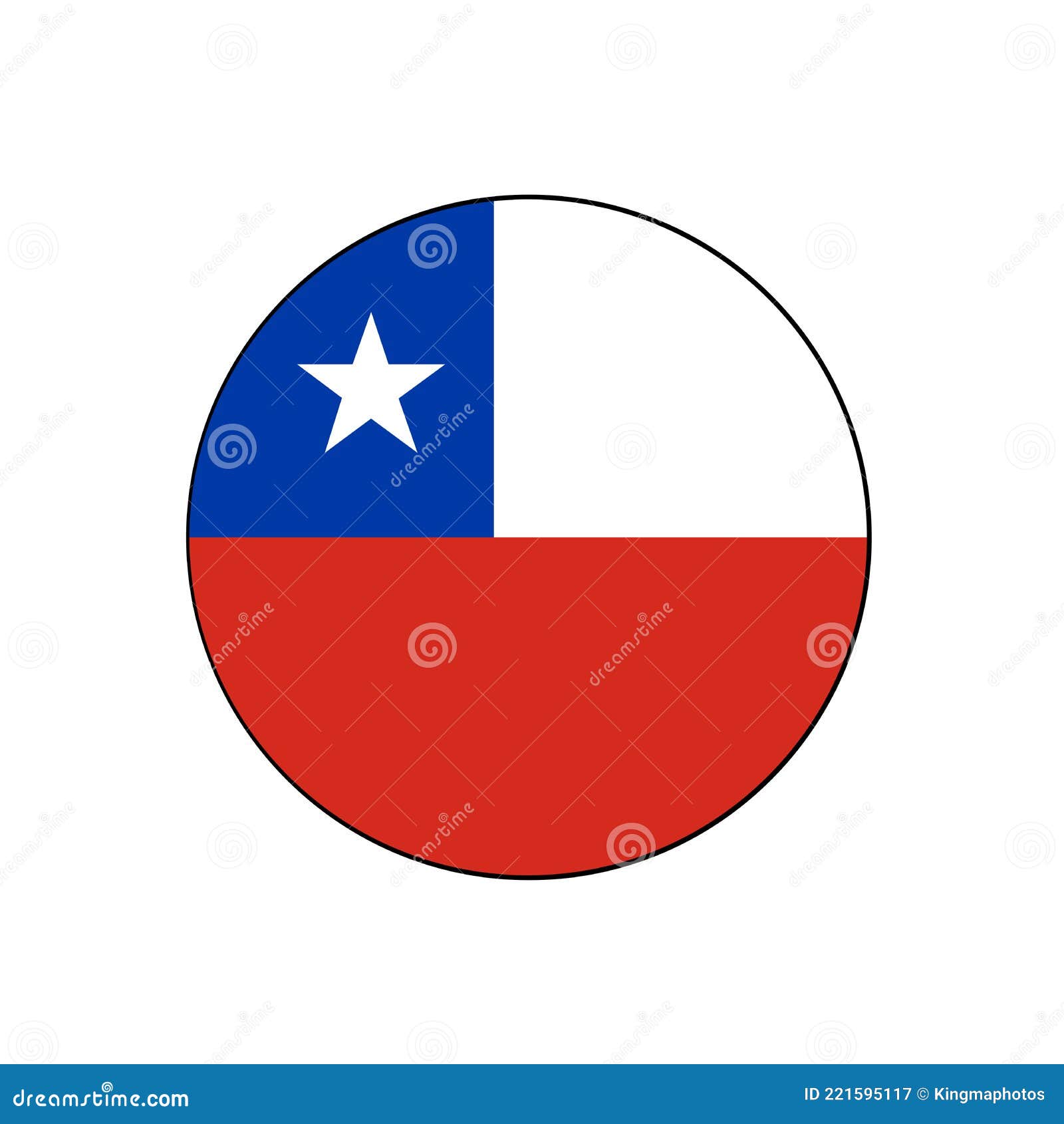 Republic of Chile Circle Flag Vector Icon Button for South American