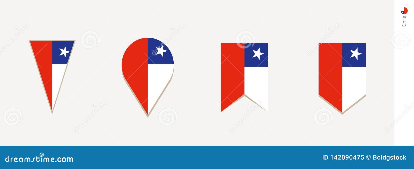 Chile Flag in Vertical Design, Vector Illustration Stock Vector