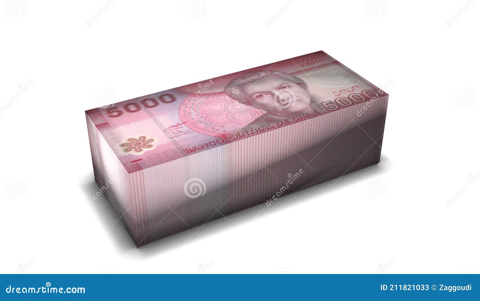 Chile 5000 Pesos Banknotes Money Stack on White Background Stock  Illustration - Illustration of bank, abstract: 211821033
