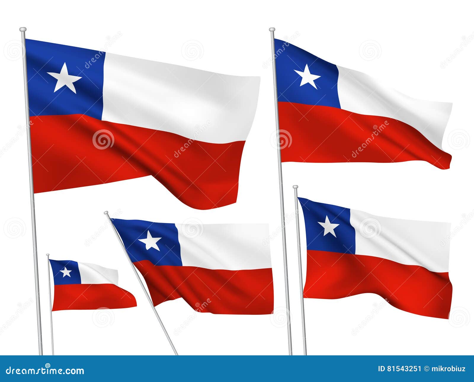 Chile Vector Flags Stock Vector Illustration Of Ensign 81543251