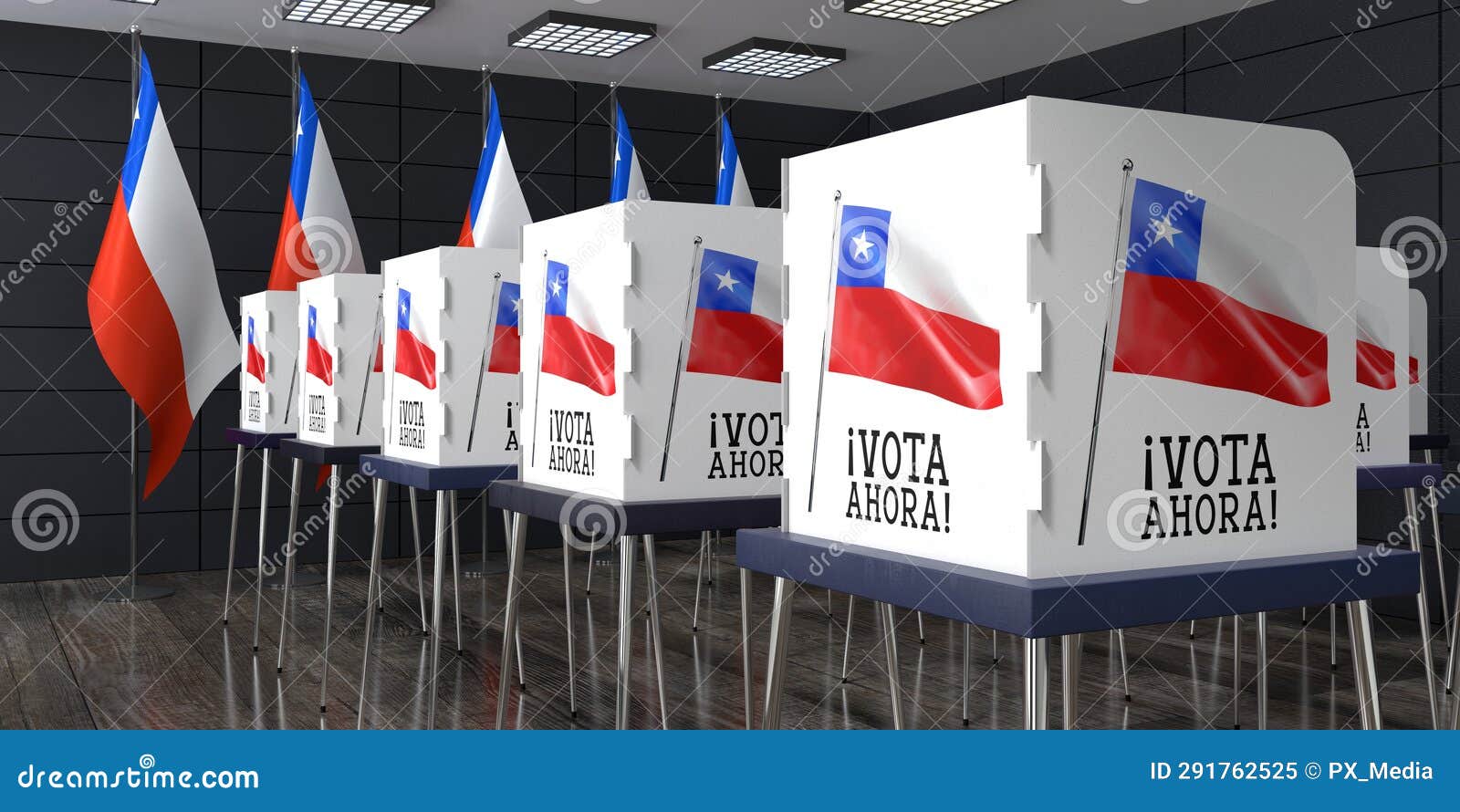 Chile Voting Booths Election Concept Stock Illustration