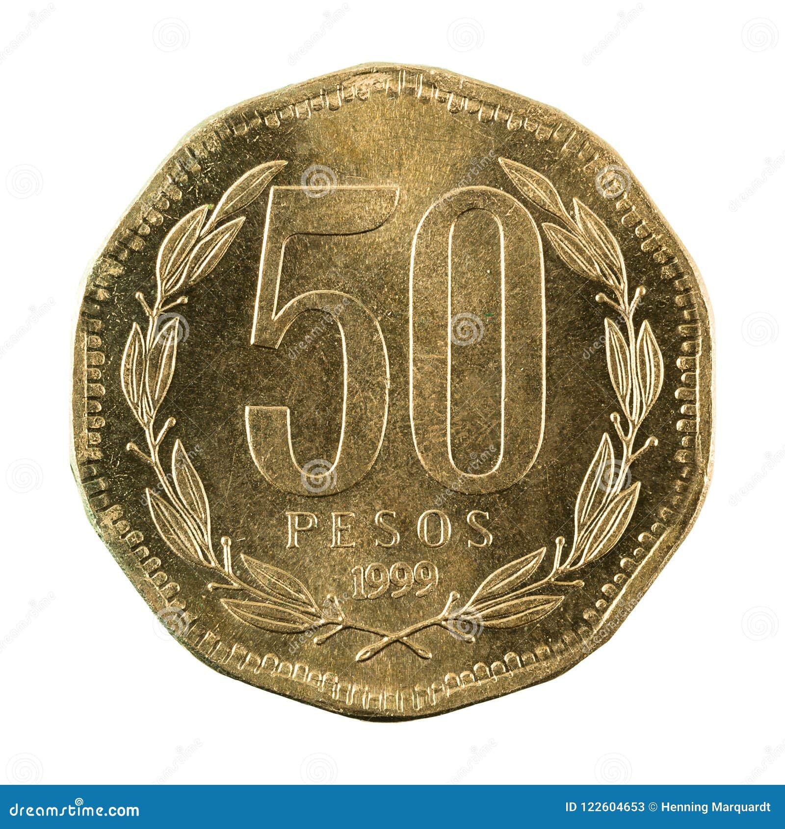 50 Chilean Peso Coin 1999 Obverse Stock Image - Image of image, chilean ...