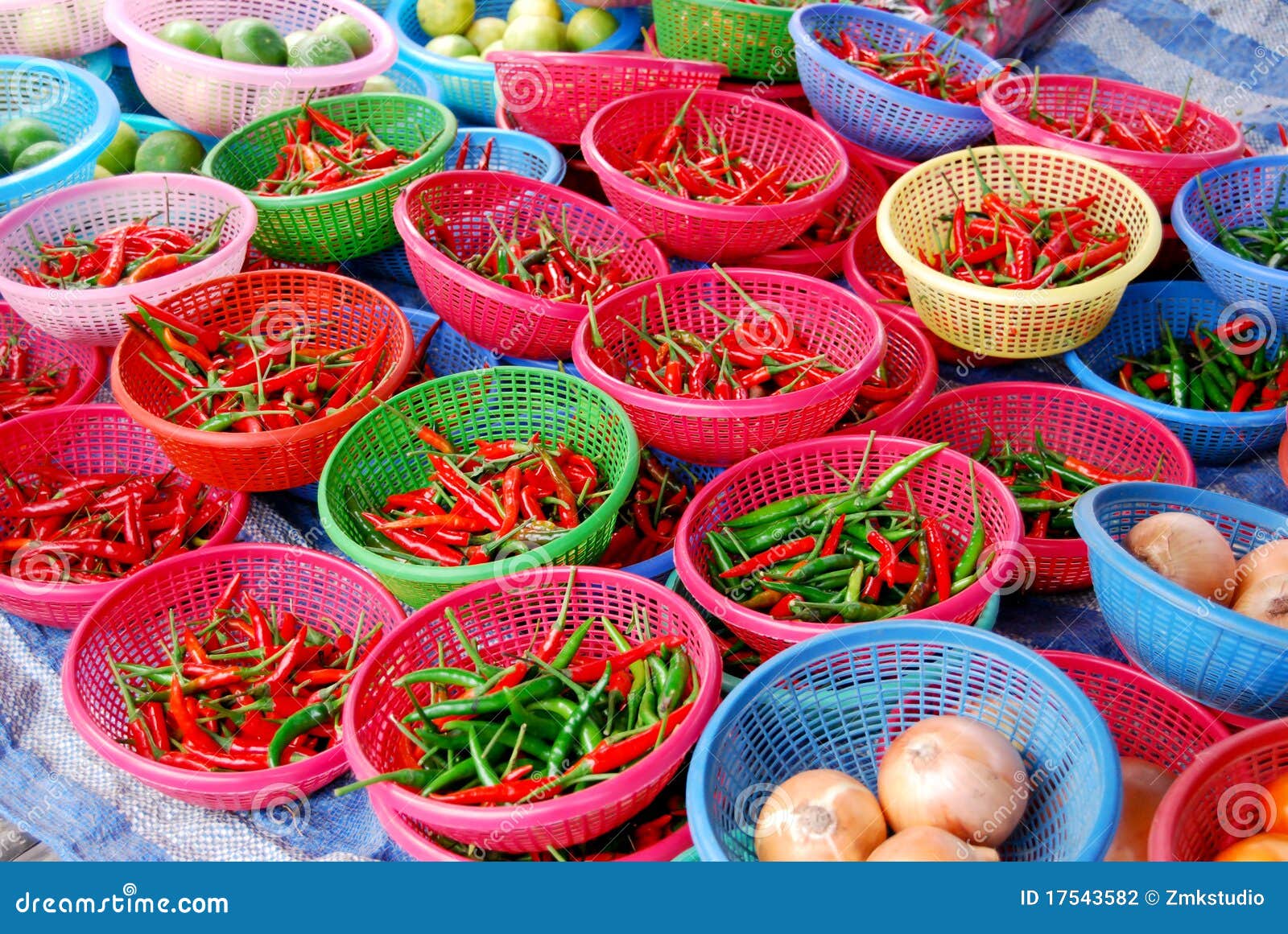 Chili in Basket in Fresh Market Stock Photo Image of basket