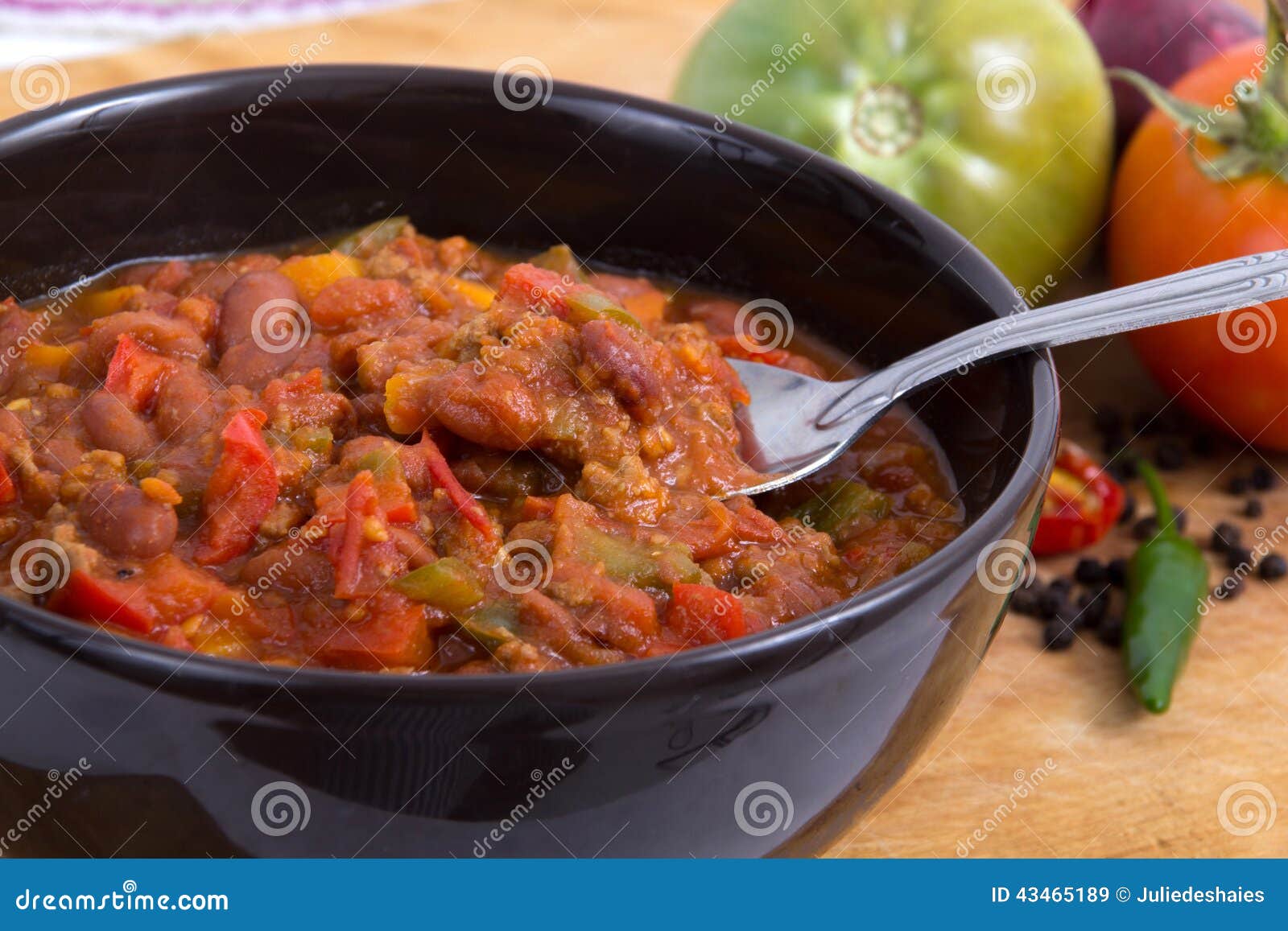 Chili con carne bowl stock image. Image of tomato, horizontal 43465189