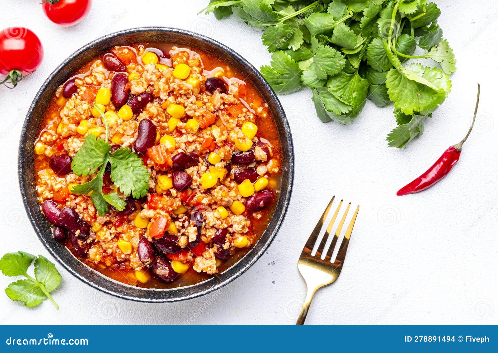 Chili Con Carne with Minced Beef, Red Beans, Paprika, Sweet Corn and ...