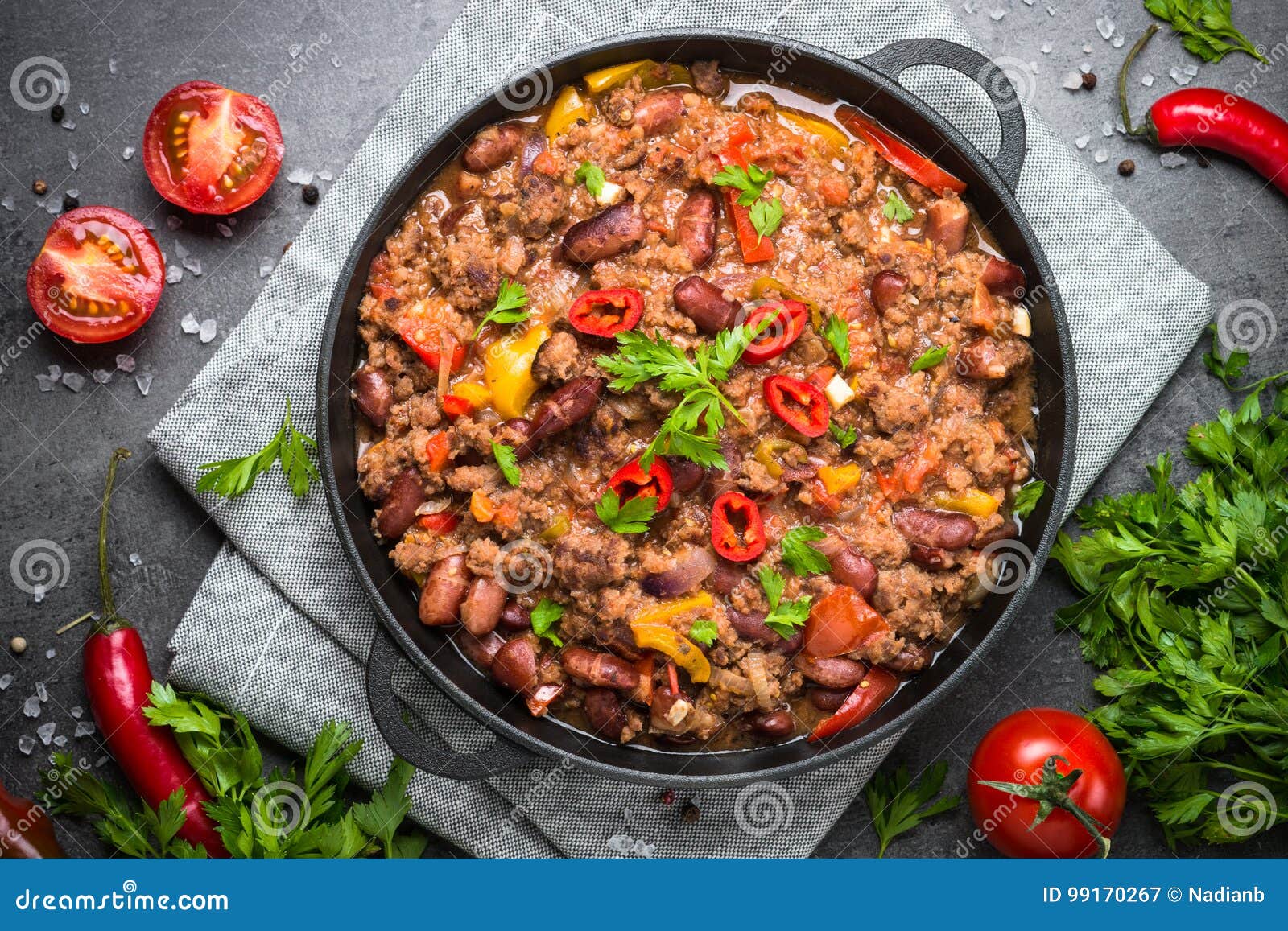 Chili Con Carne Traditionelles Mexikanisches Lebensmittel Stockbild ...