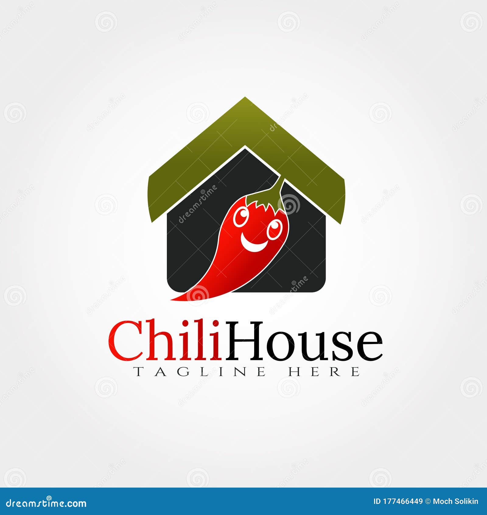 Chili House Logo Design Template, Illustration Element vector Stock