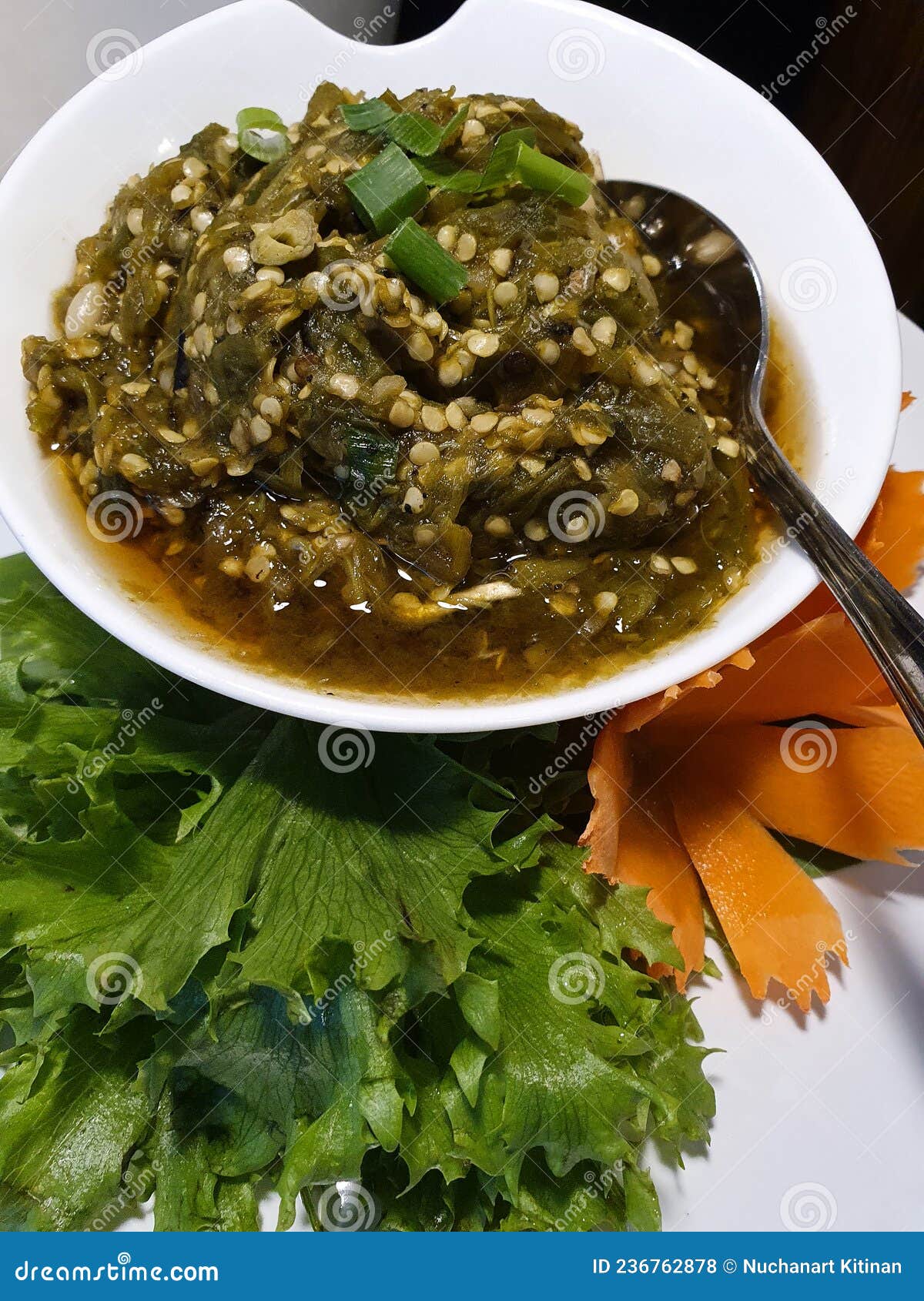 Chili Paste with Vegetables. Northern Thai Green Chilli Dip Stock Photo ...