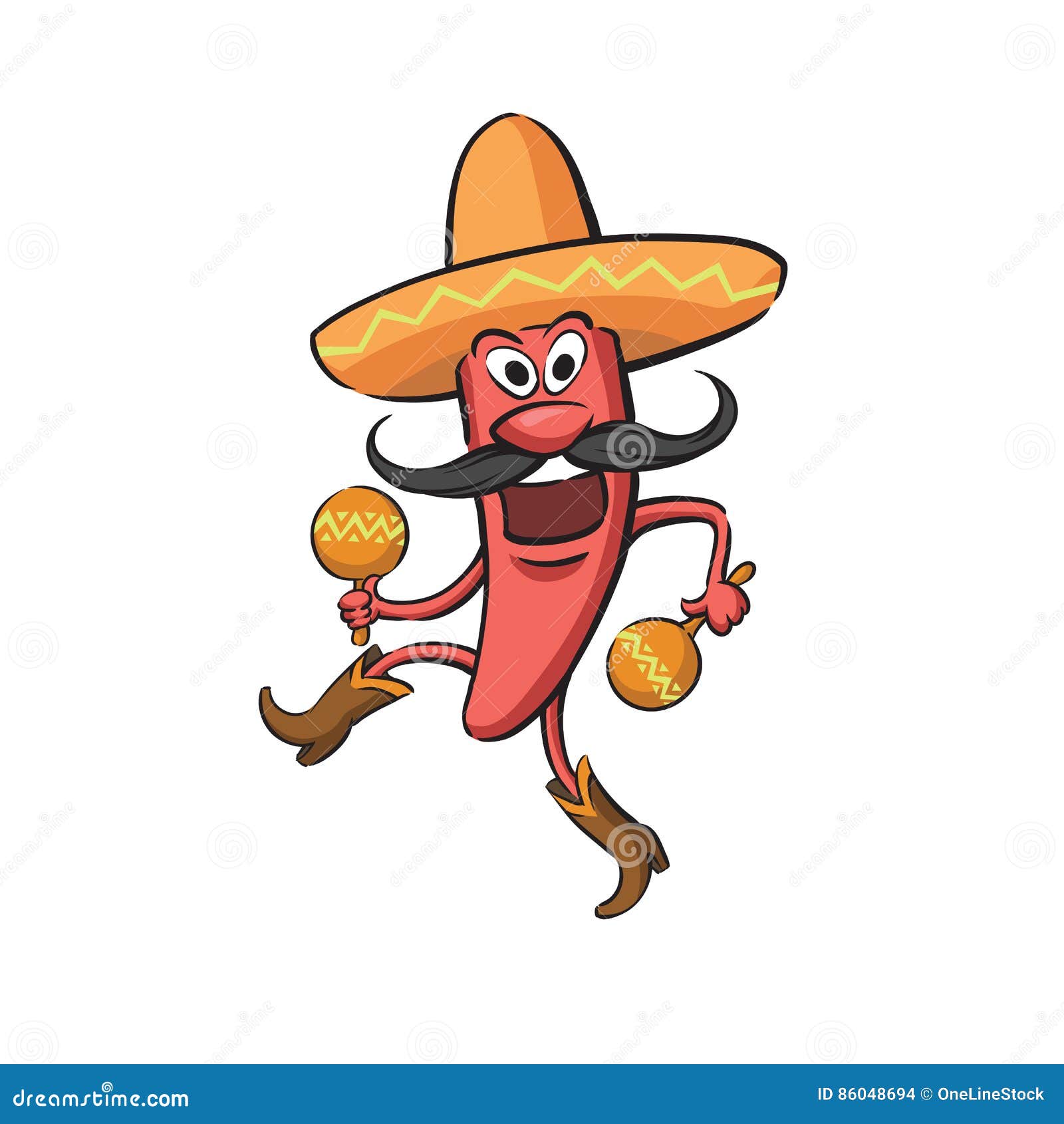 Chili Pepper Dancing with Maracas Stock Vector Illustration of dance