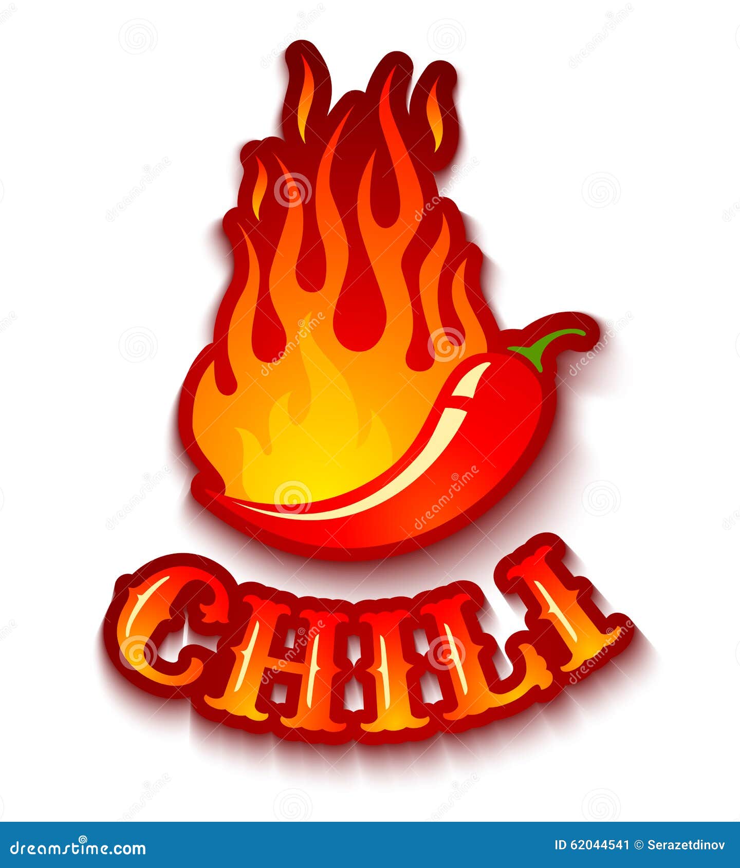 Chili Pepper In Fire Stock Vector Image 62044541