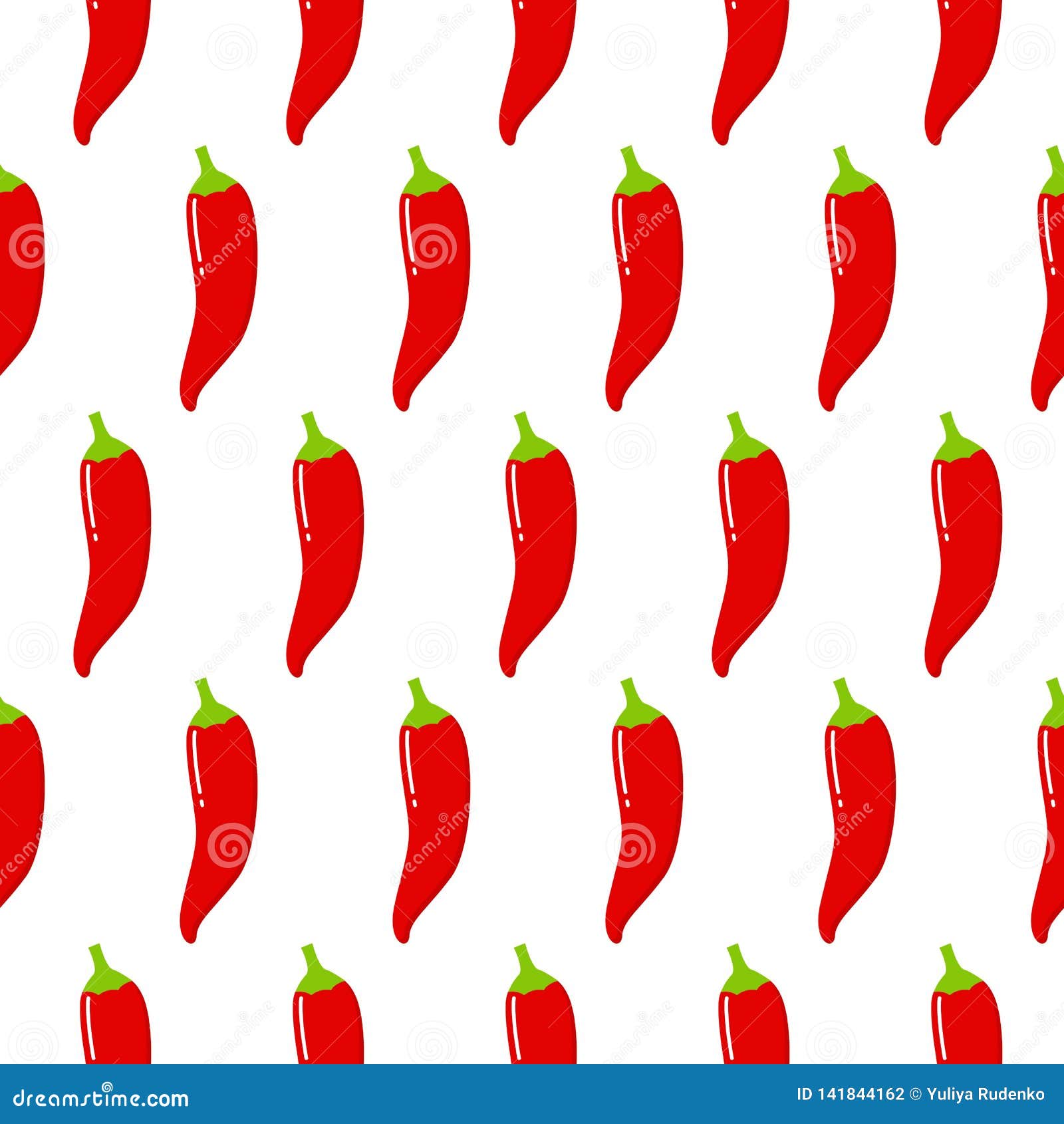 Chili Pepper Seamless Pattern. Beautiful Red Peppers On A White
