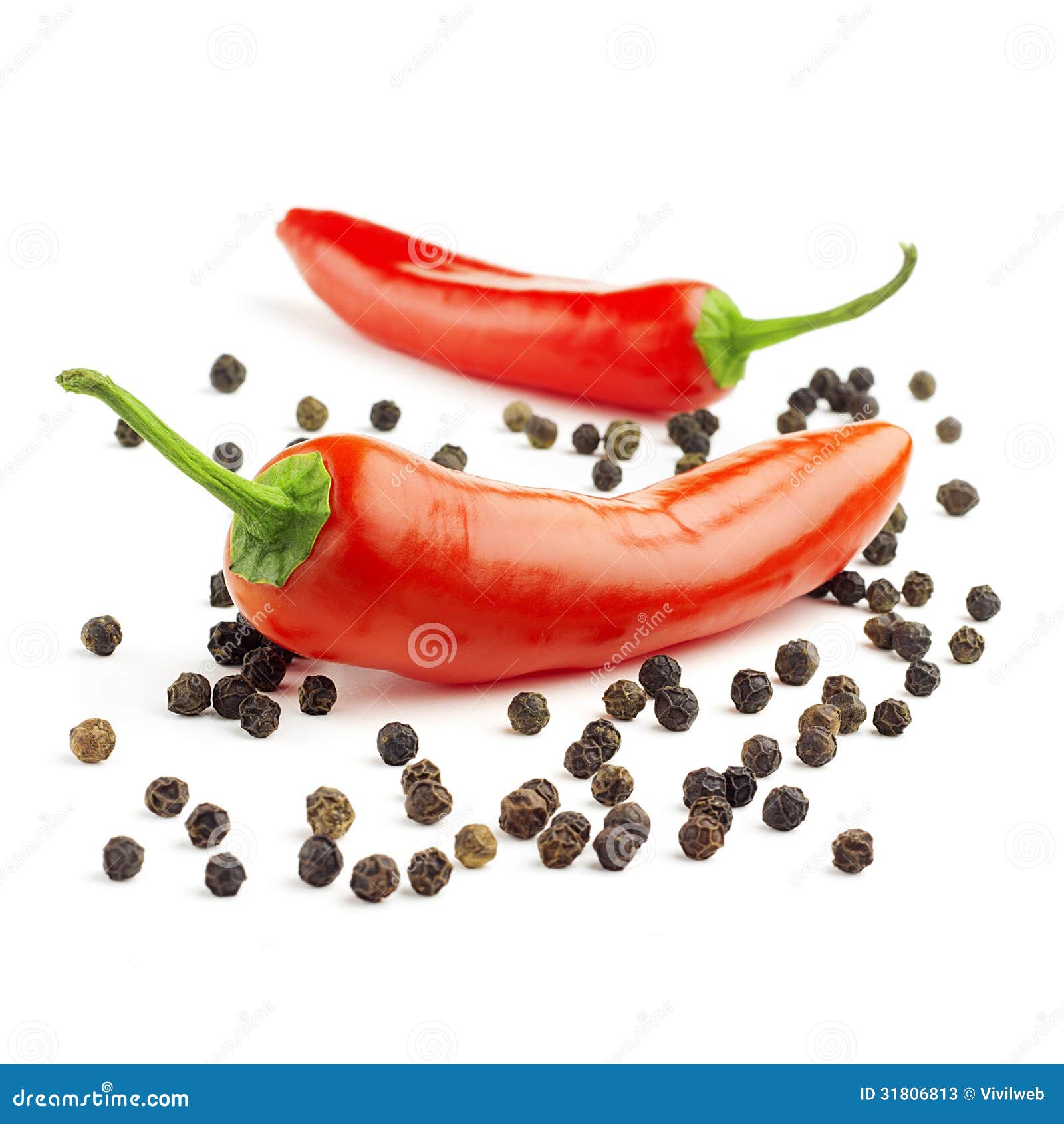 Chili Peppers and Black Peppercorns Stock Image Image of fresh, chile