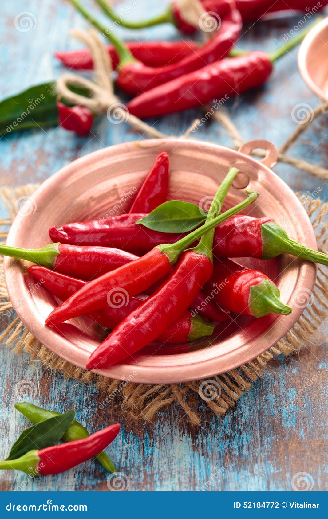 Chili Peppers in a Copper Pot. Stock Photo Image of heap, natural