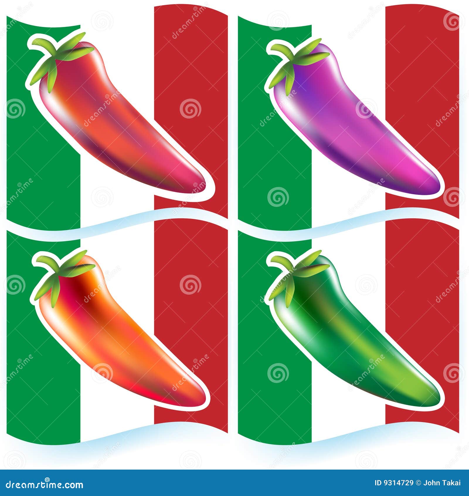 Chili Peppers with Flag stock vector. Illustration of vegetable 9314729