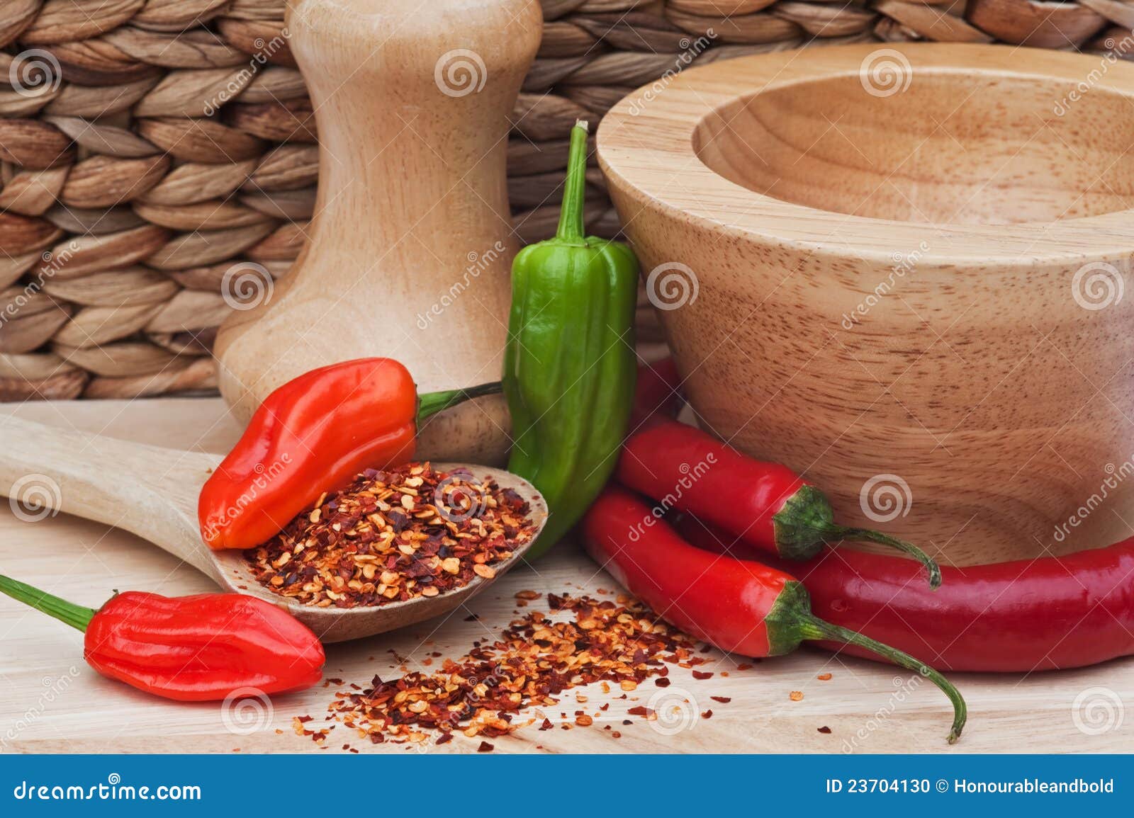Chili Peppers in Rustic Kitchen Setting Stock Photo Image of basket