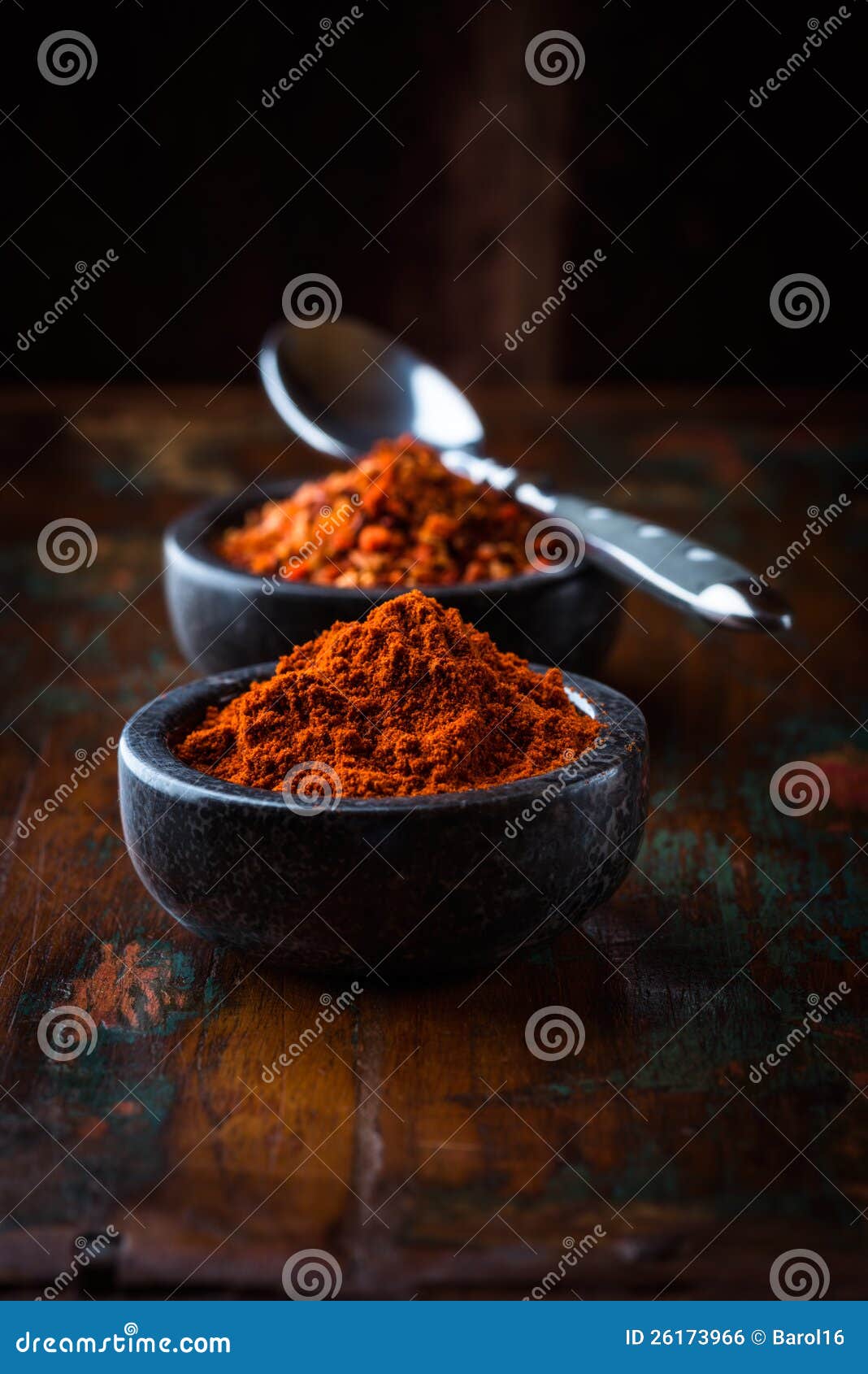 Chili Powder and Chili Flakes Stock Photo Image of dish, close 26173966