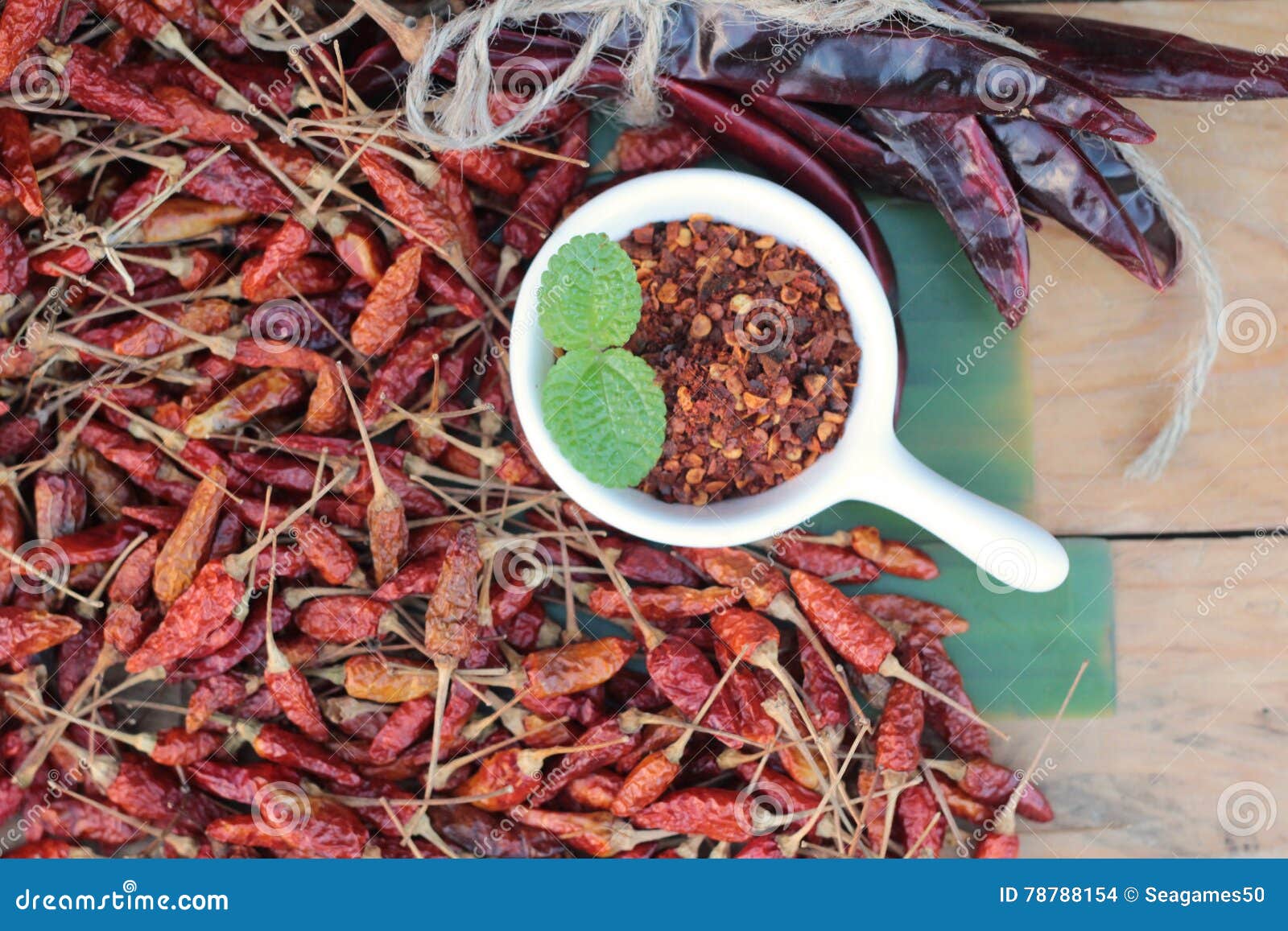 Chili Powder and Dried Chilli for Cooking. Stock Photo Image of color