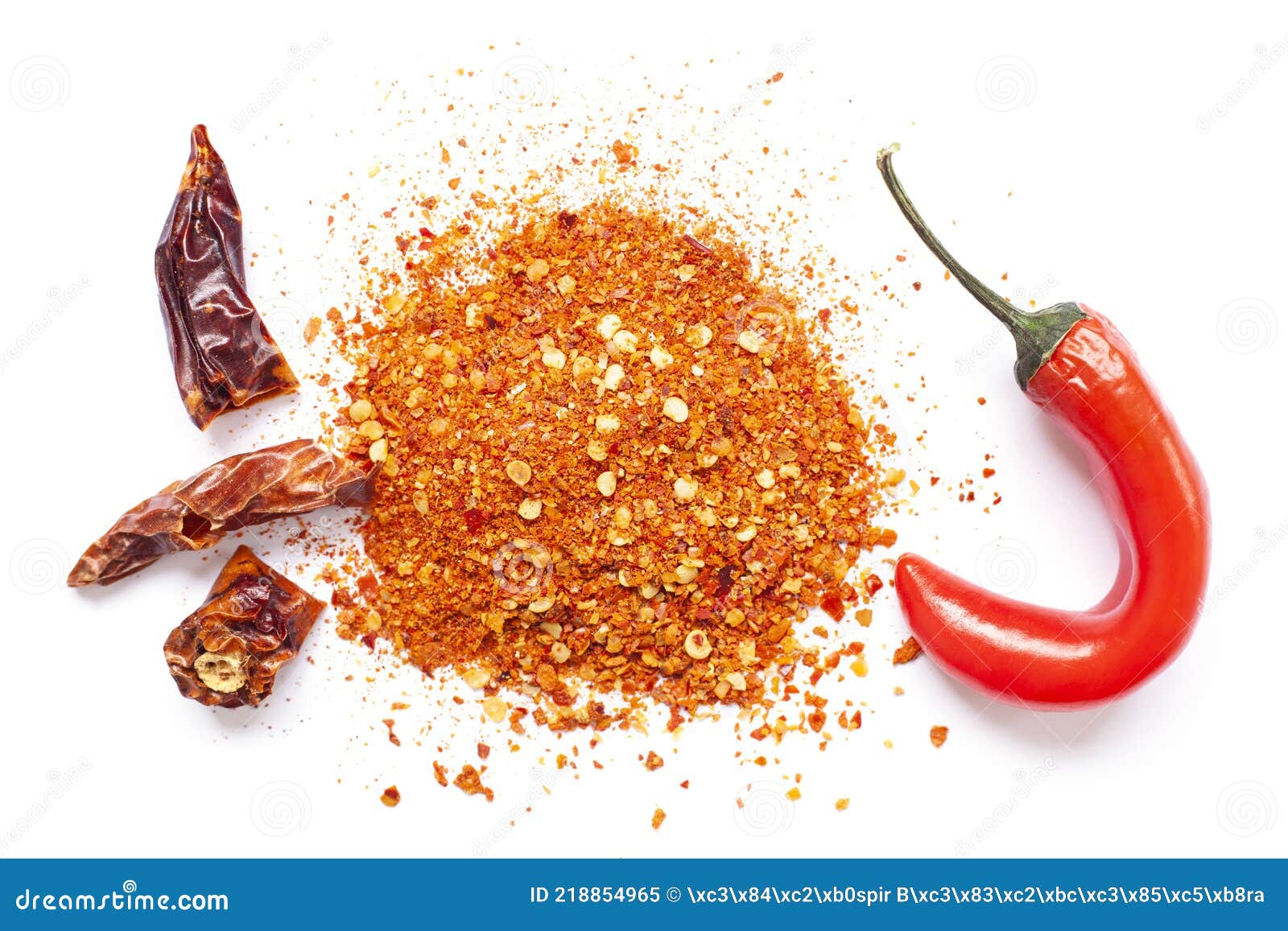 Chili, Red Pepper Flakes and Chili Powder Burst Stock Image Image of