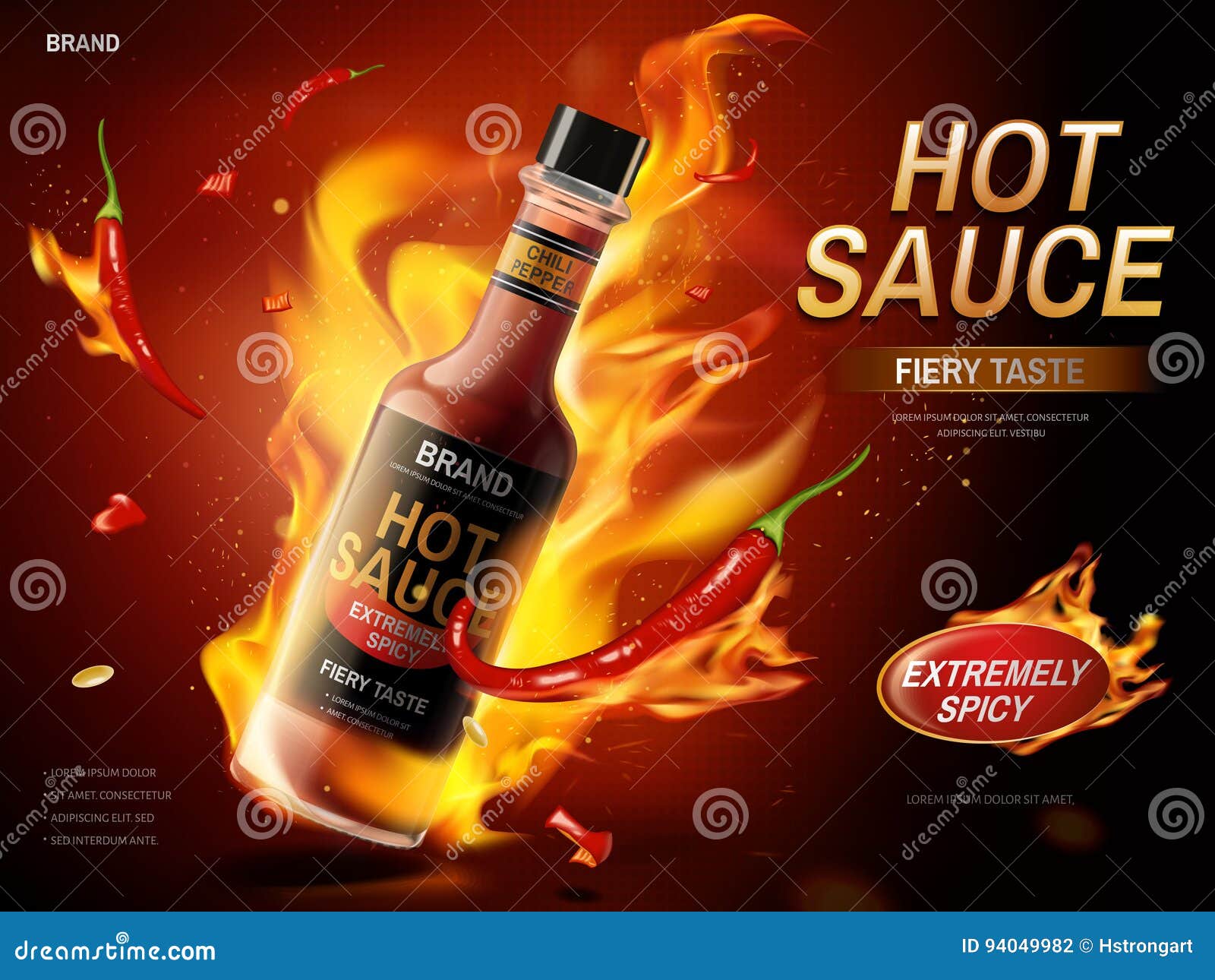 Chili sauce ad stock vector. Illustration of dimensional 94049982