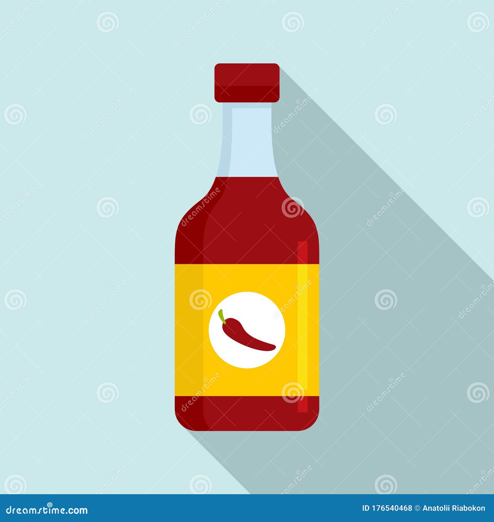 Chili Sauce Bottle Icon Flat Style Stock Vector Illustration Of