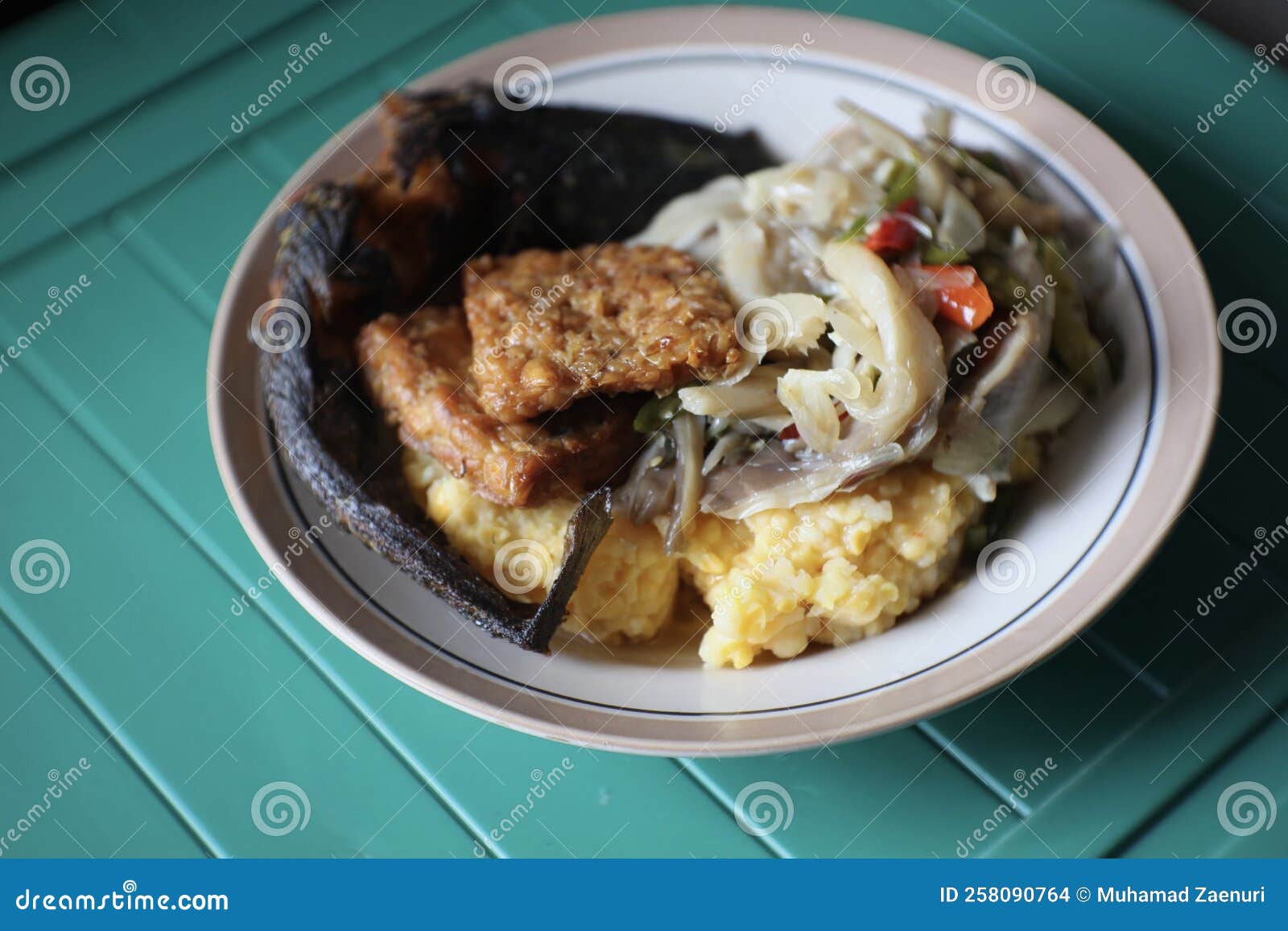 Tempe and rice stock photo. Image of dish, produce, asian 258090764