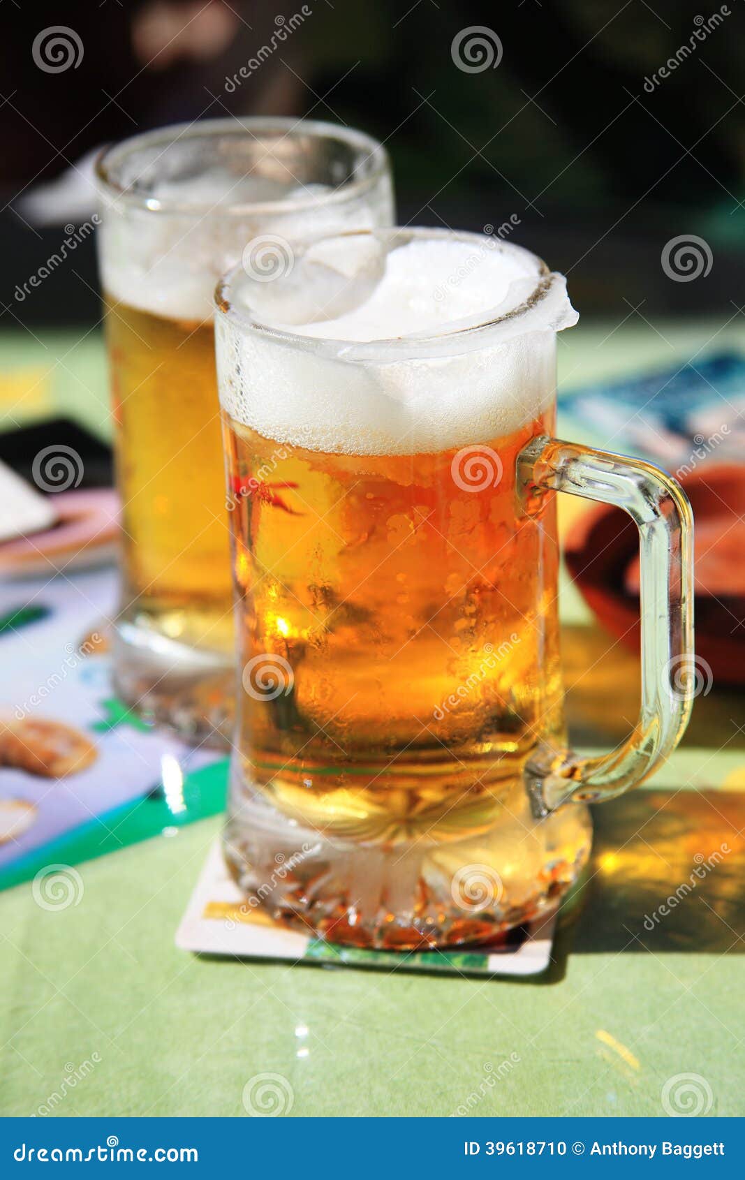 Chilled beer glasses stock photo. Image of vertical, liquid 39618710