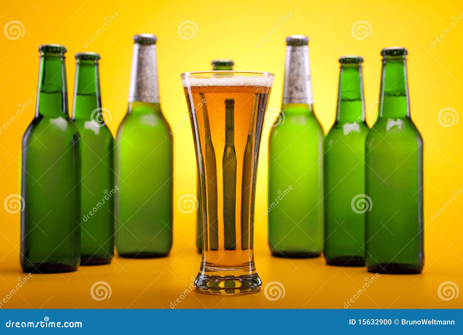 Chilled beer on yellow stock photo. Image of delicious 15632900