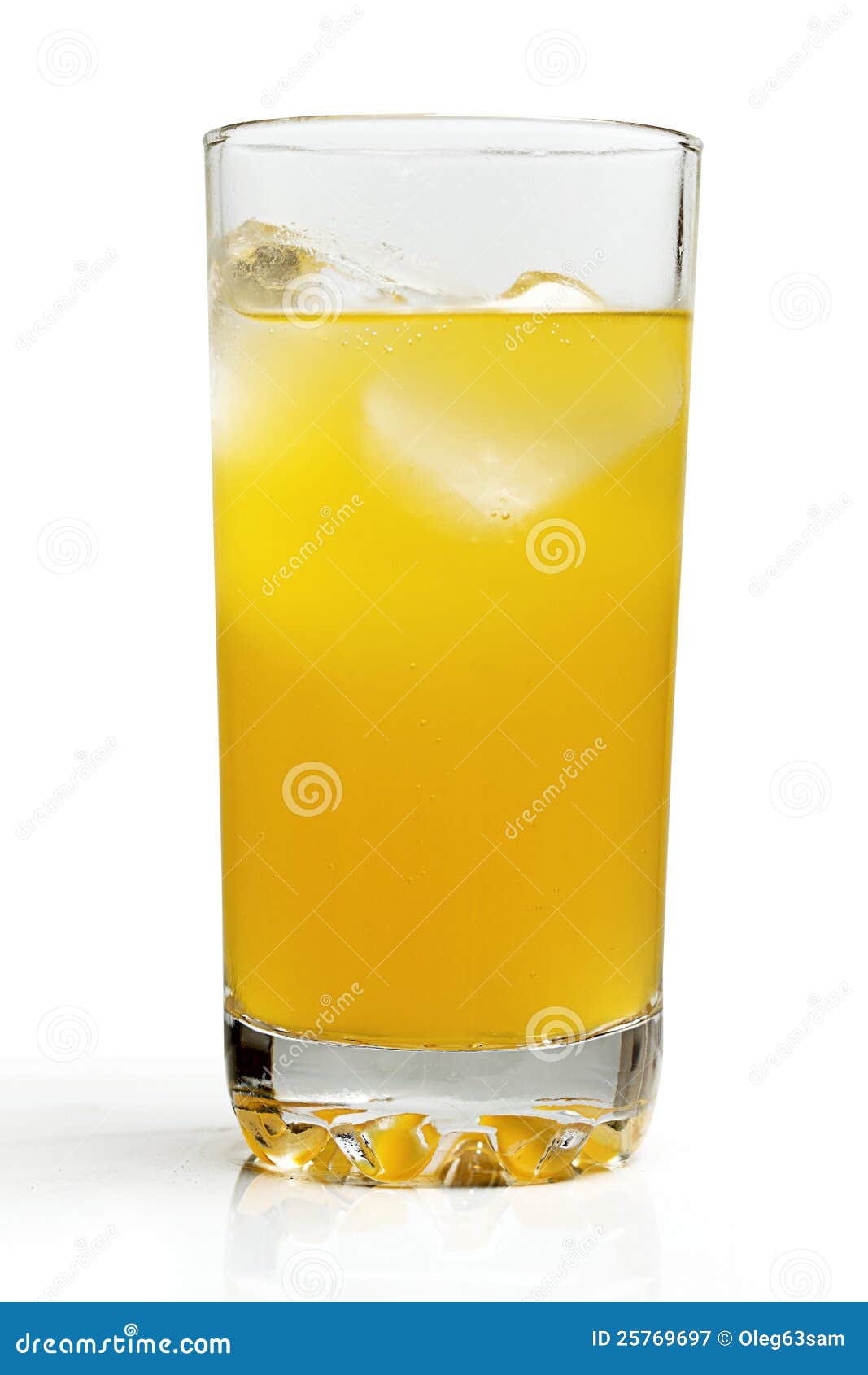 Chilled orange drink. Chilled orange drink with ice on a white background.