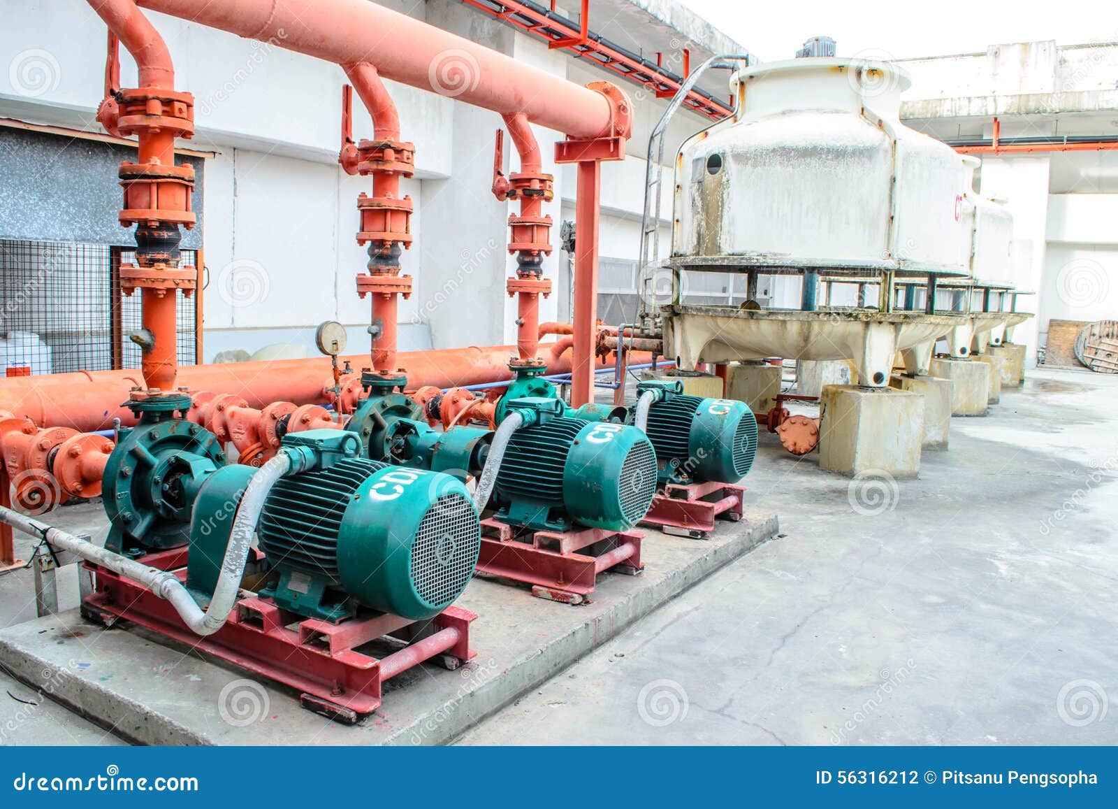 of distribution pump water system Pressure Gauge  Pump Chiller  Photo Image With Water Stock