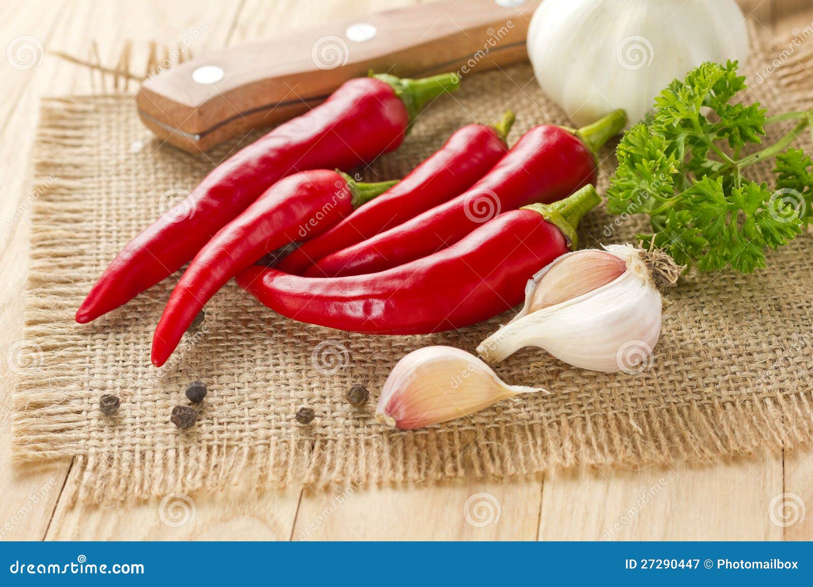 Chilli and garlic stock image. Image of garlic, knife 27290447