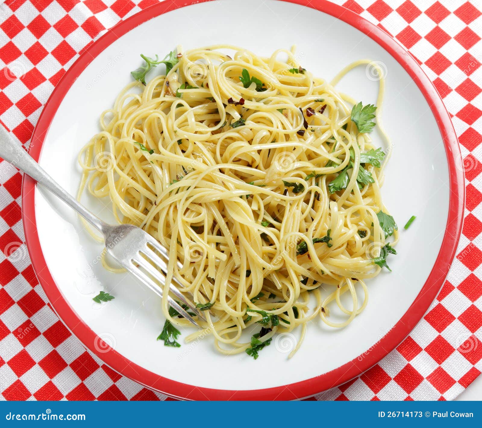 Chilli and Garlic Pasta from Above Stock Image Image of parsley, mint