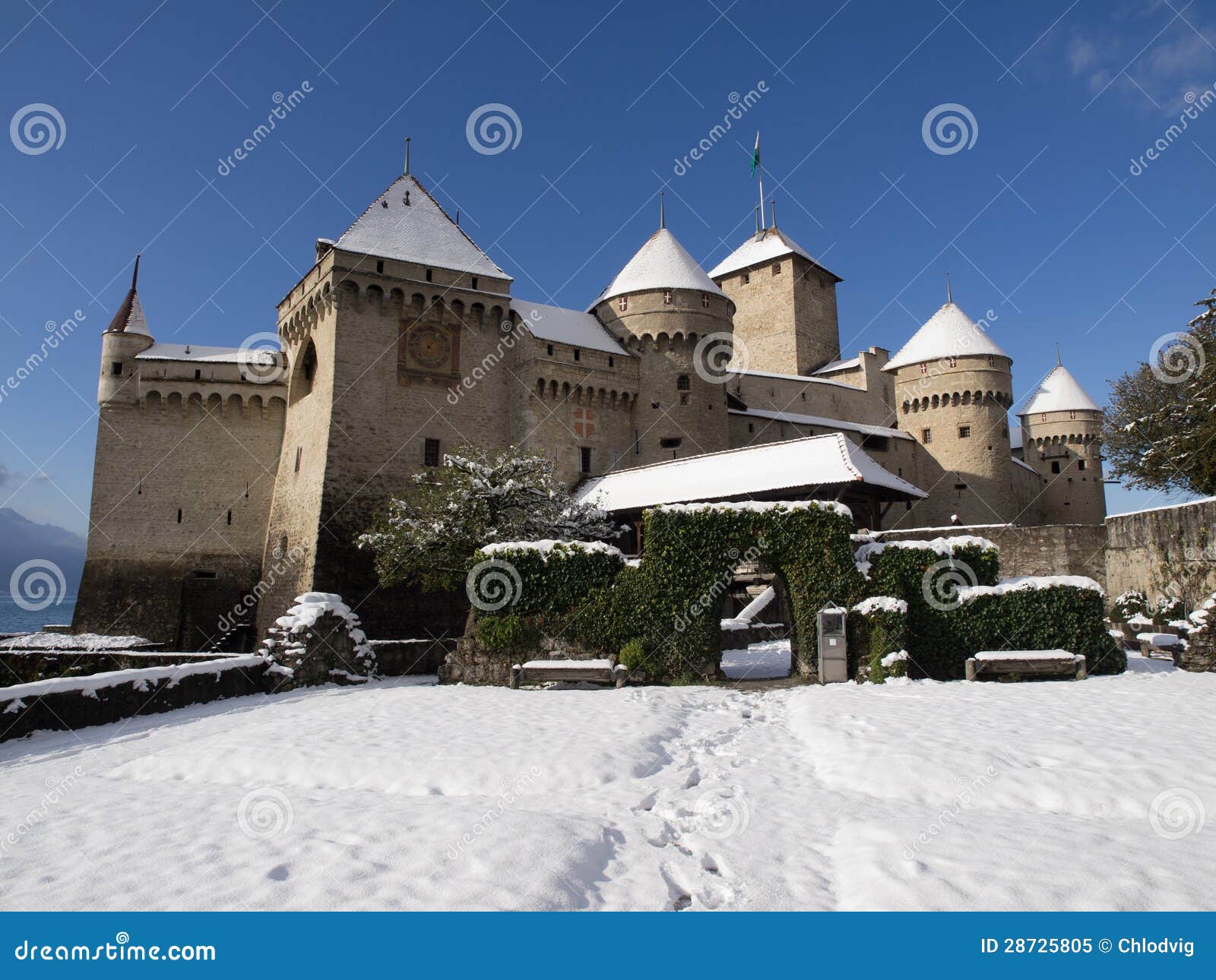 Chillon Castle in Winter with Snow Editorial Image Image of edge