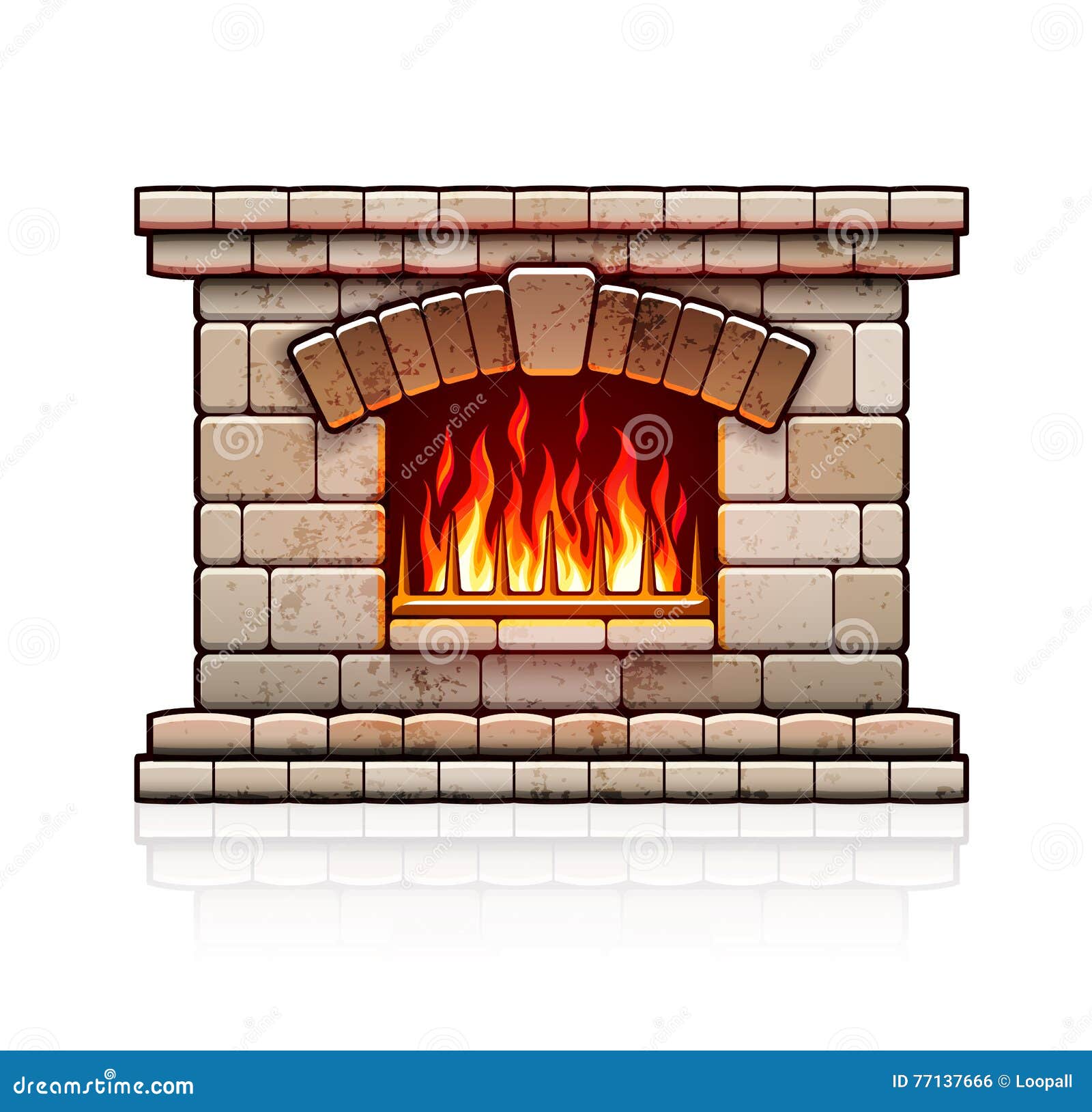 Chimenea Casera Hogar De La Navidad Con El Fuego Ilustración del Vector