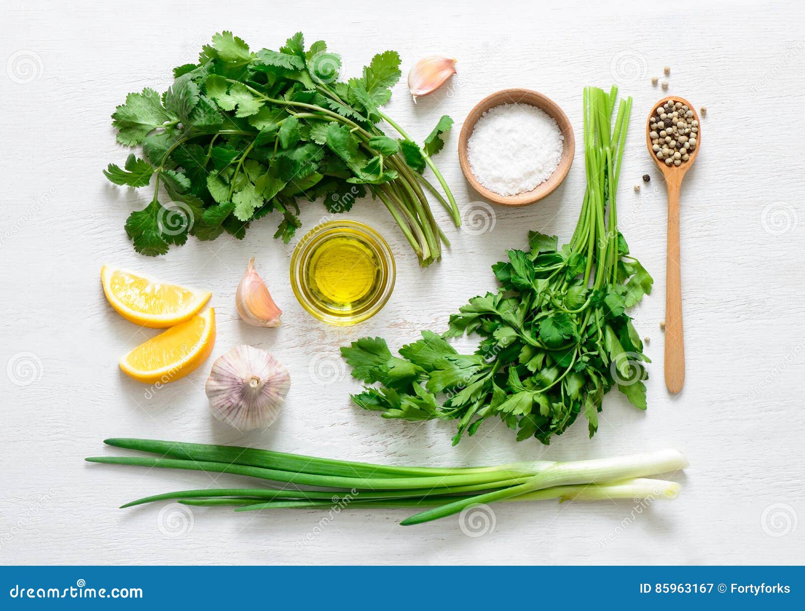 Chimichurri Basic Ingredients Stock Image Image of homemade, overhead