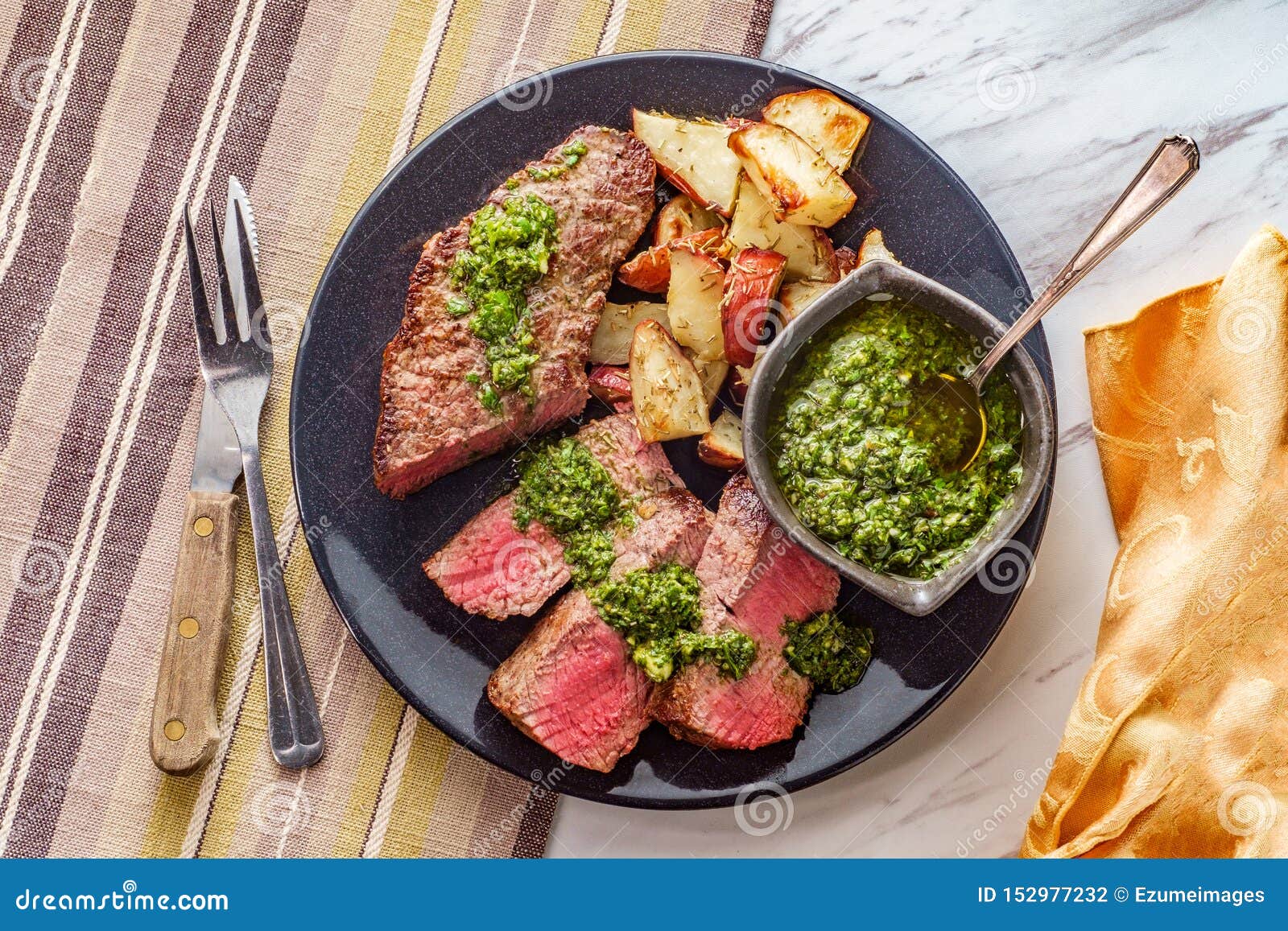 chimichurri steak and potatoes