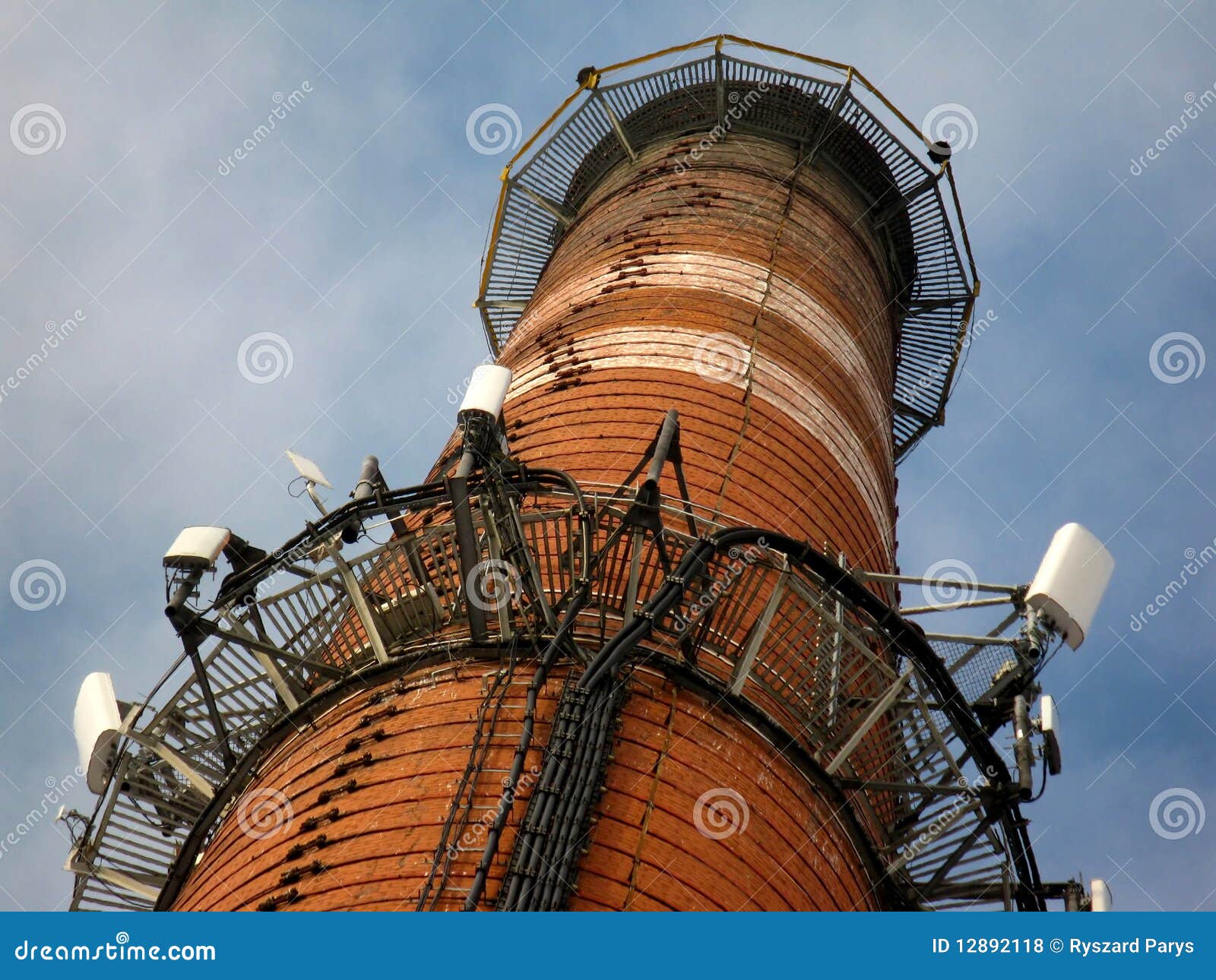 Chimney As a Mast for Antennas Stock Photo Image of cables, rails