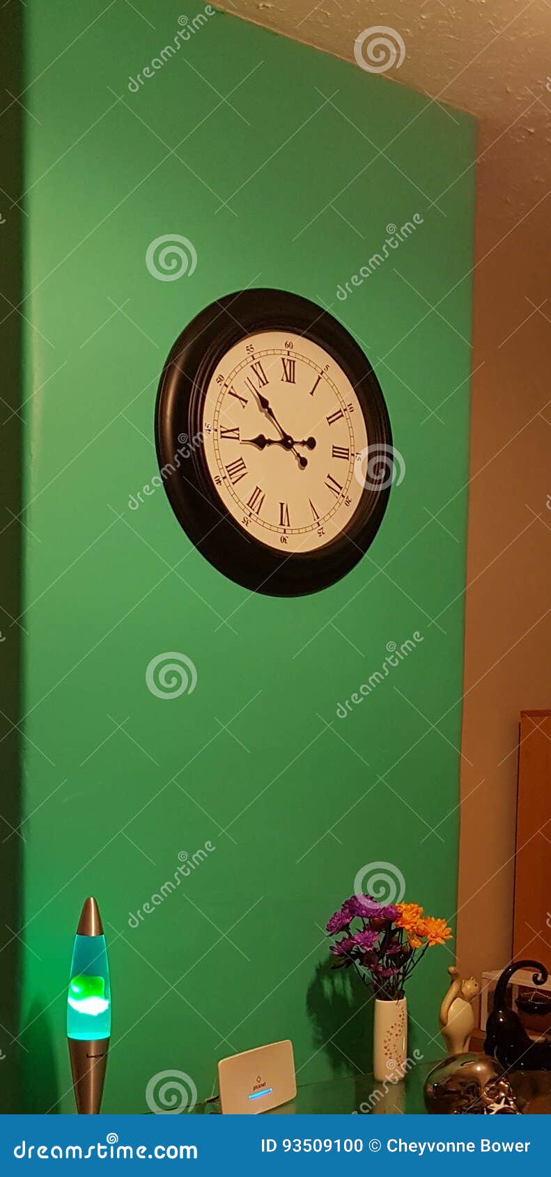 Chimney breast stock photo. Image of green, clock, breast 93509100