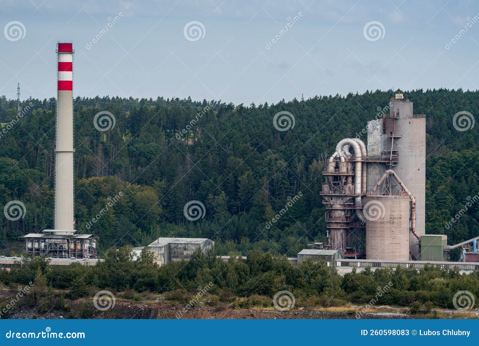 Chimney and Industrial Equipment in the Quarry Stock Image Image of