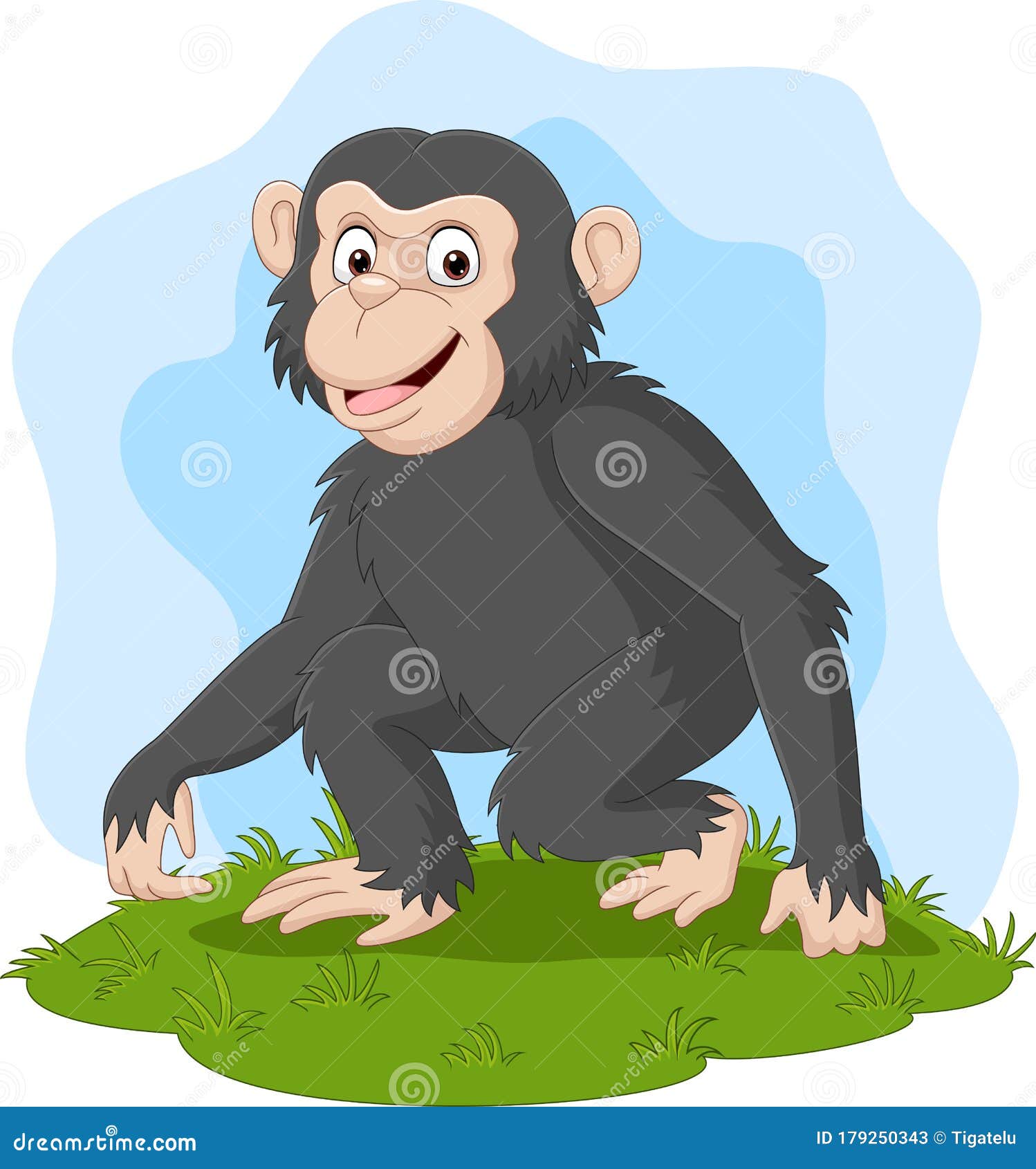 Vetores de Chimpanzé Macaco Dos Desenhos Animados Segurando E
